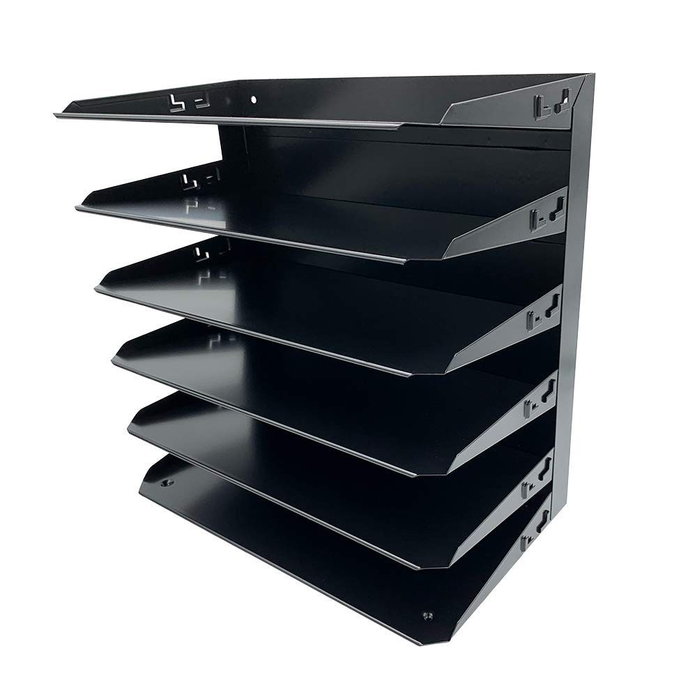 Desktop Horizontal 6-Slot Legal File Binder Organizer Storage Letter Tray, Bl…