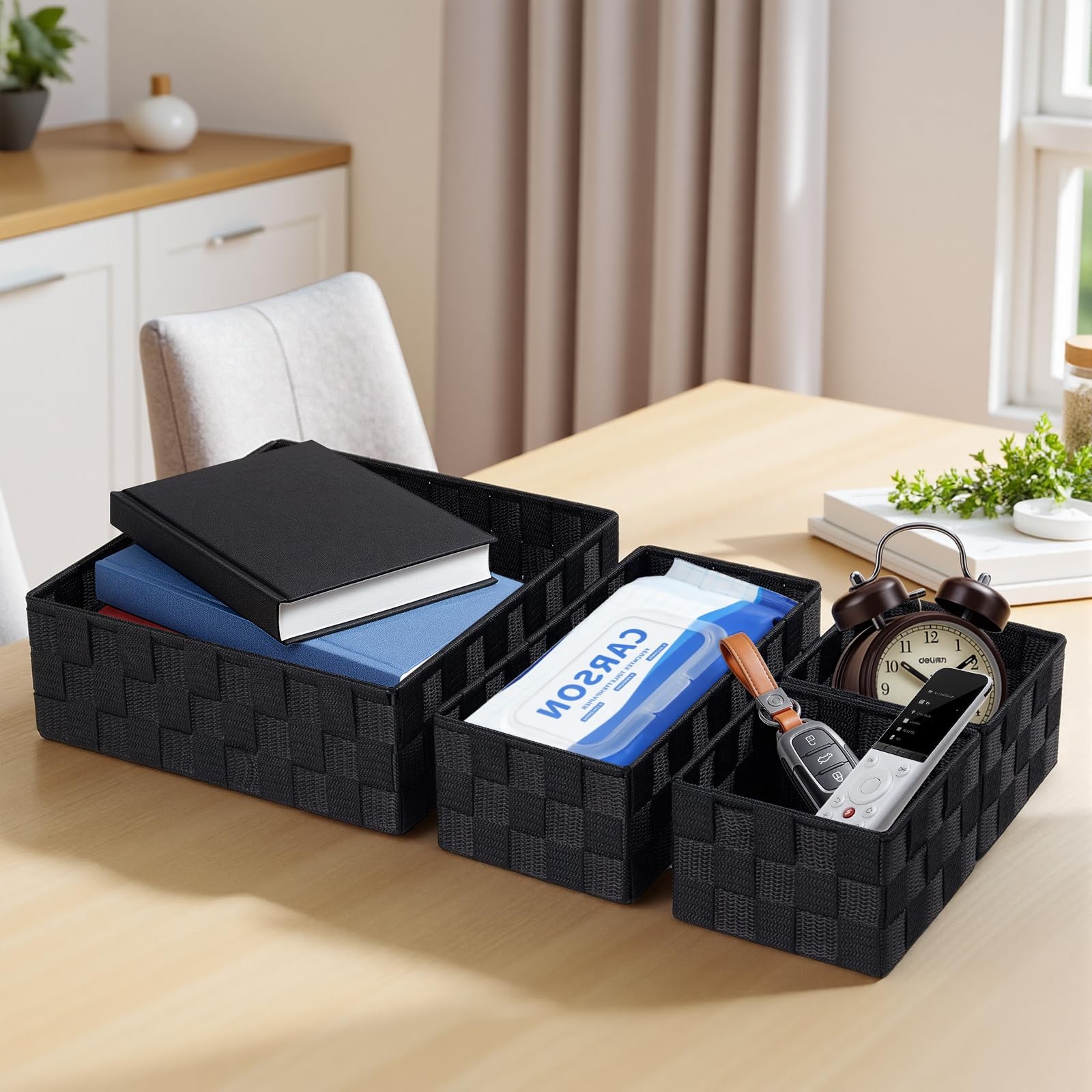 Small Black Baskets Cube Bin Container Tote,Woven Storage Baskets for Organiz…