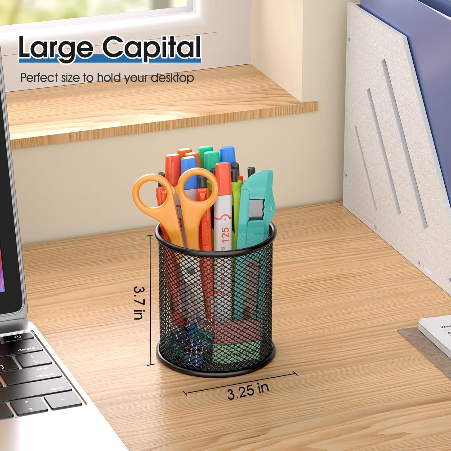 MaxGear Pen Holder, 3 Pack Pencil Holder for Desk, Premium Mesh Metal Desk Organ
