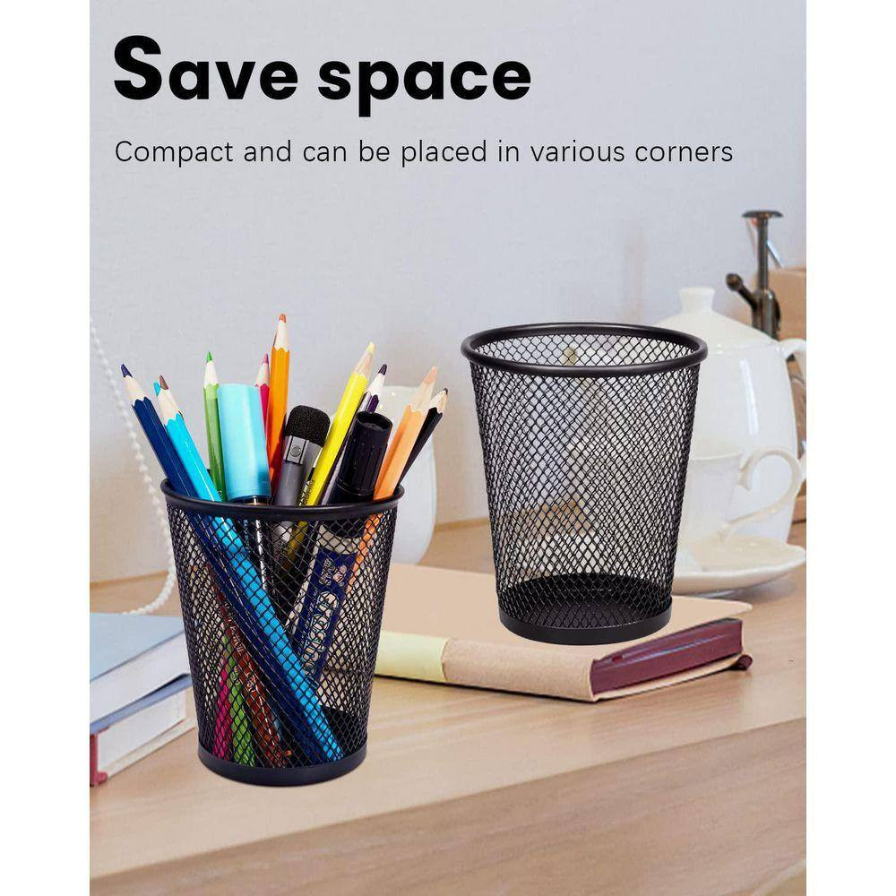 6-Pack round Metal Mesh Pencil Holder with Smooth Edges for Desk Organization, 4
