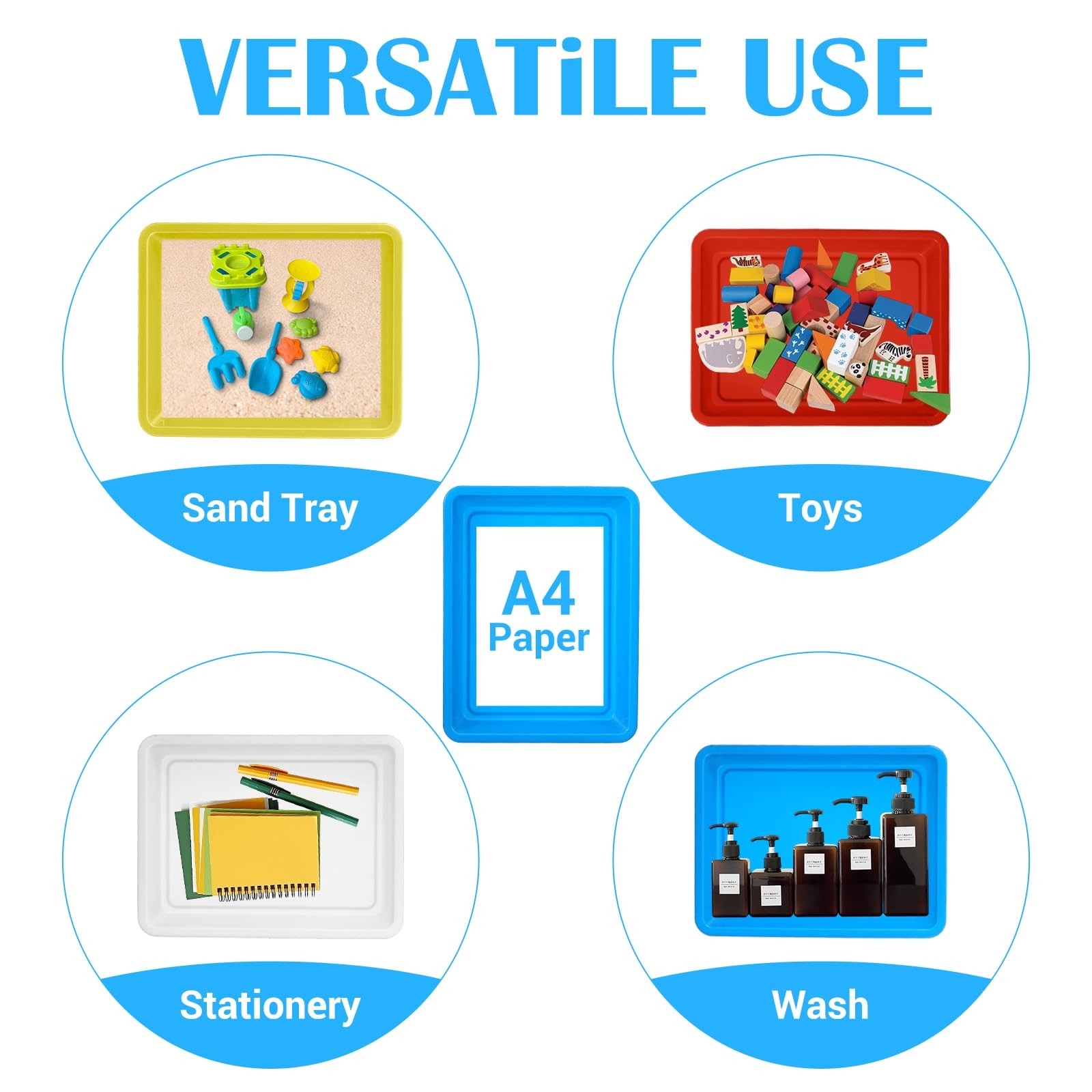 Plastic Art Trays Activity Crafts Turn In Tray 10.8×8.34×1.57 Inch 12 PCS