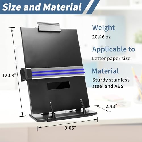 TONOS Document Holder for Desk, Adjustable Stainless Steel Typing Paper Stand