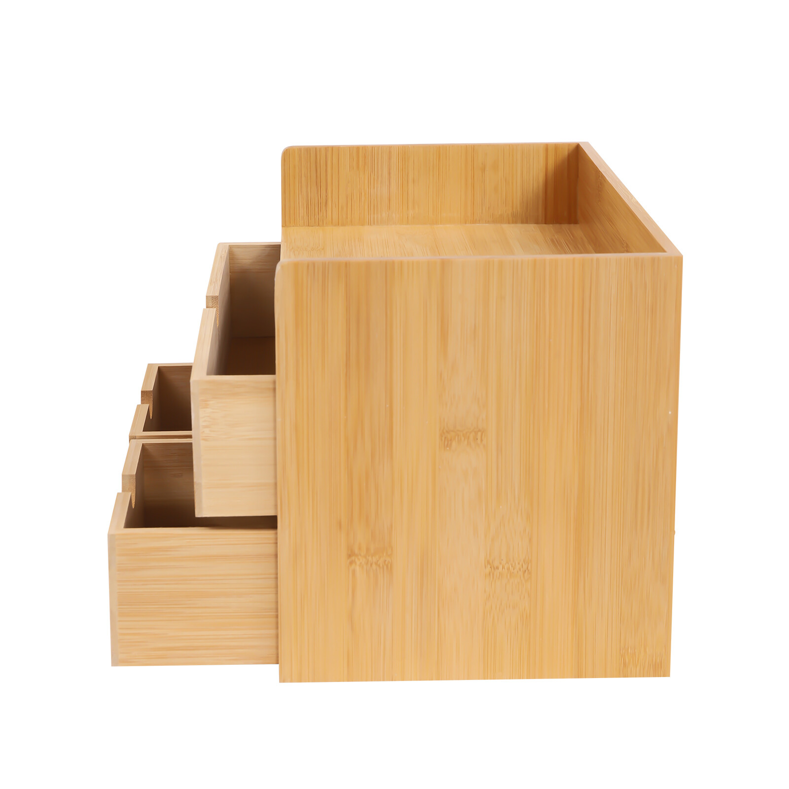 Bamboo Desk Organizer Drawer Tabletop Storage Organization Box Home Office