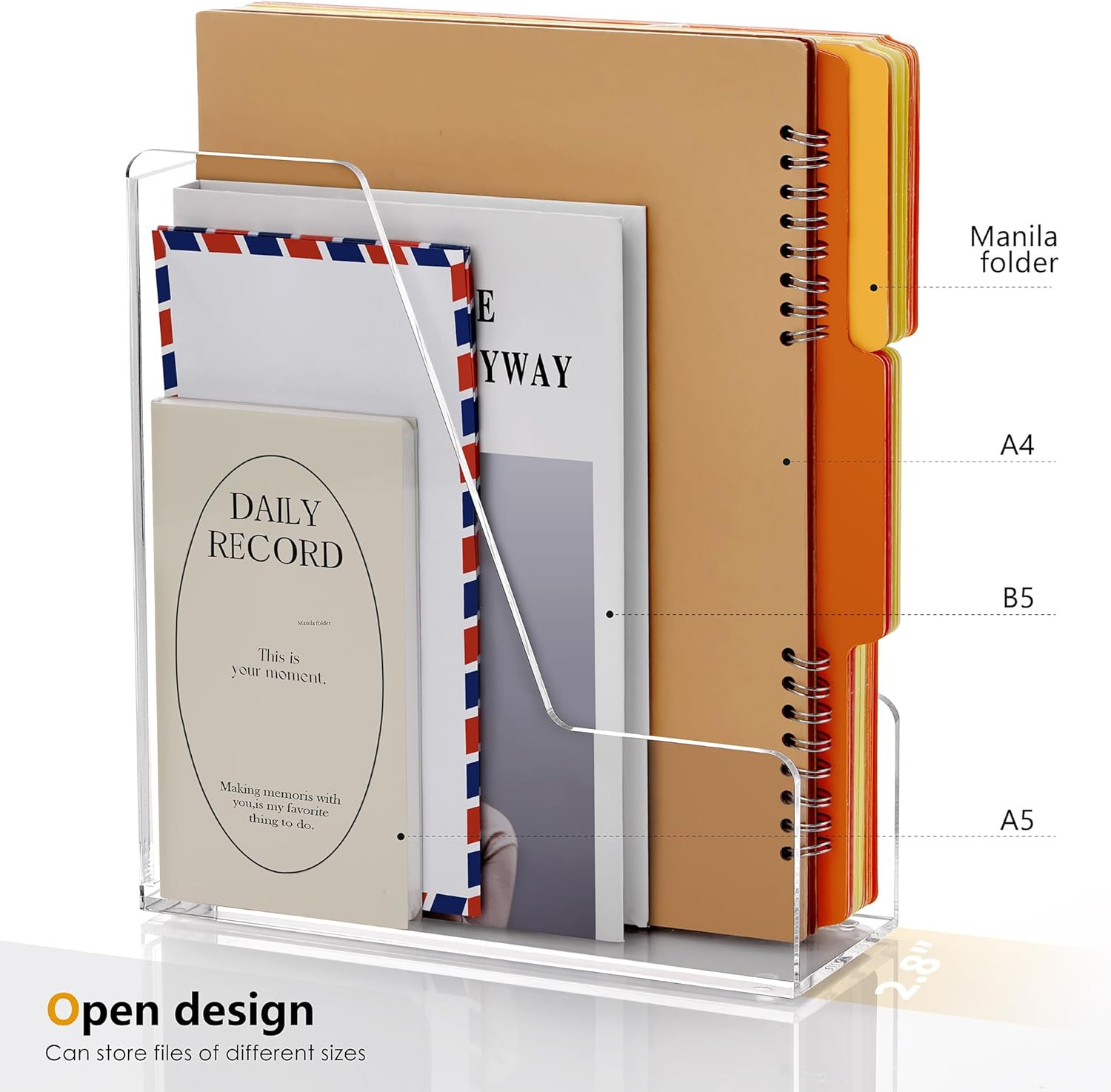 4 Pack Vertical File Holder, Acrylic Desk Organizer Magazine File Sorter for Mag