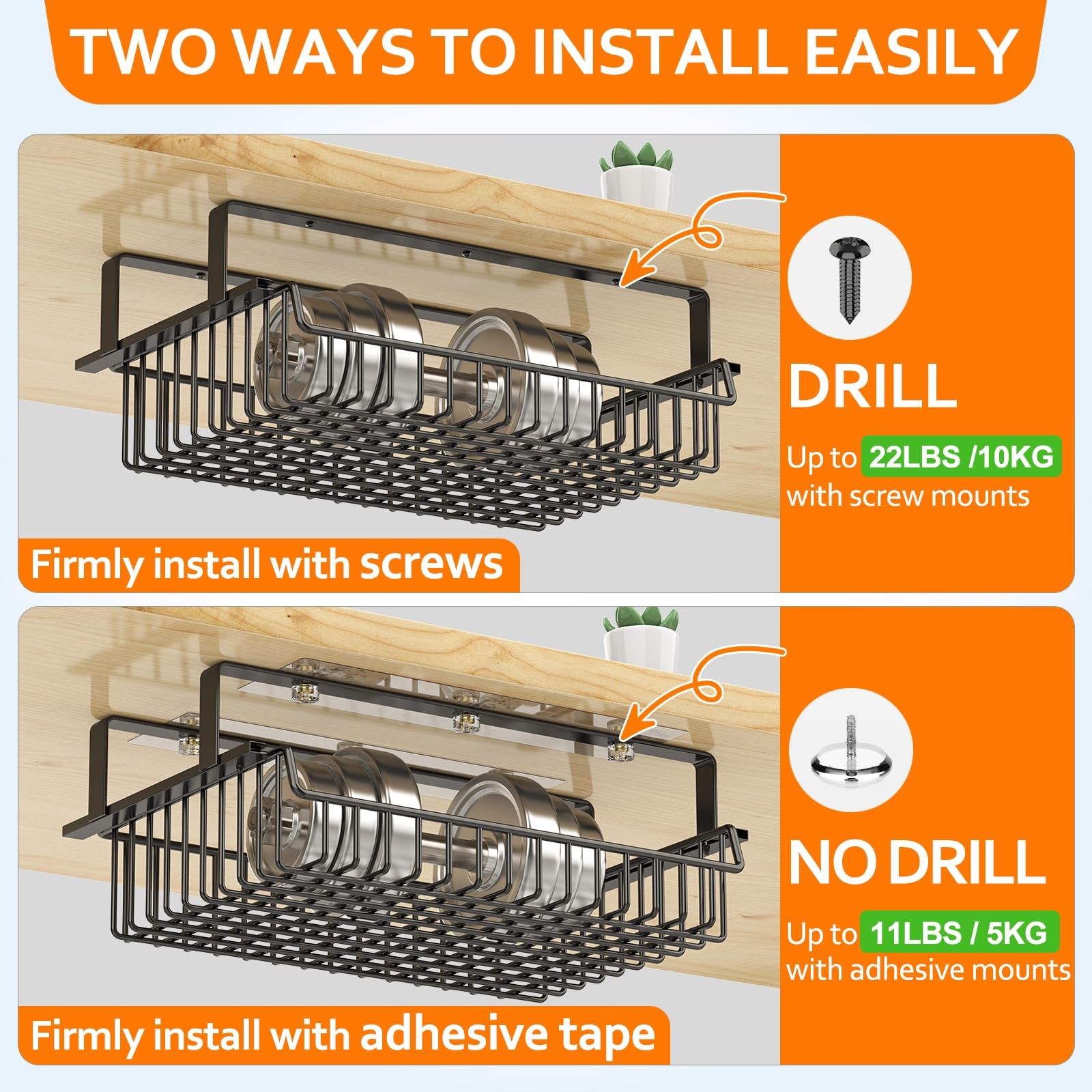 Under Desk Drawer, Slide Out Design,No Drill Metal Under Desk Cable Managemen…