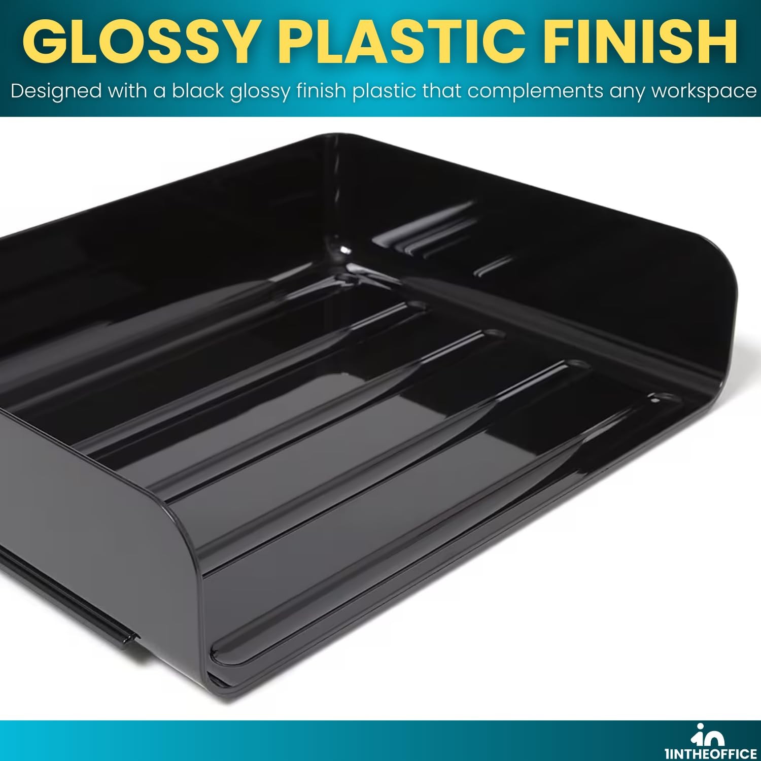 4 PCS Stackable Paper Tray Organizer Plastic Letter Tray Office Desk Black