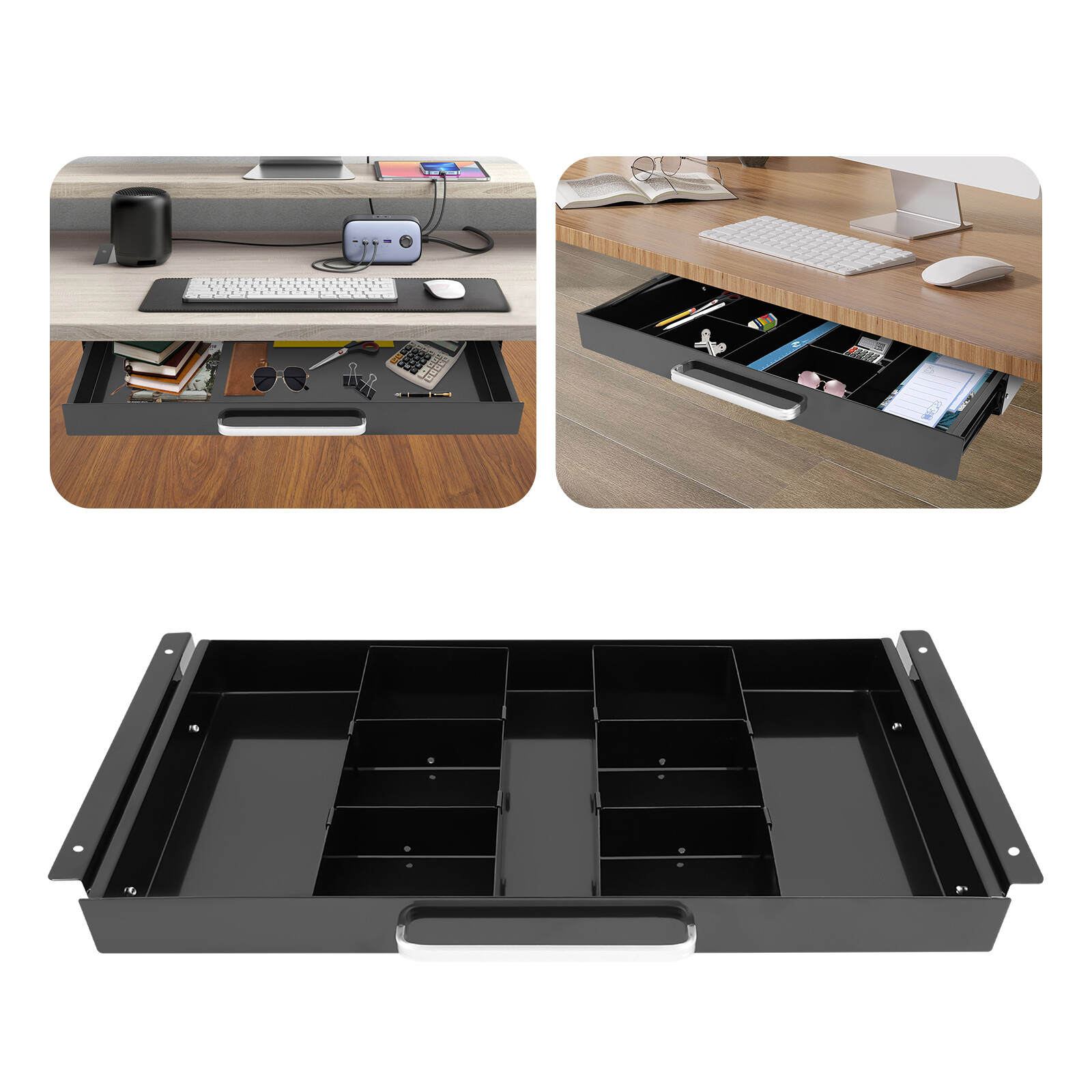 New 21.5″ Black Under Desk Mounted Sliding Pull-out Drawer For Standing Desks