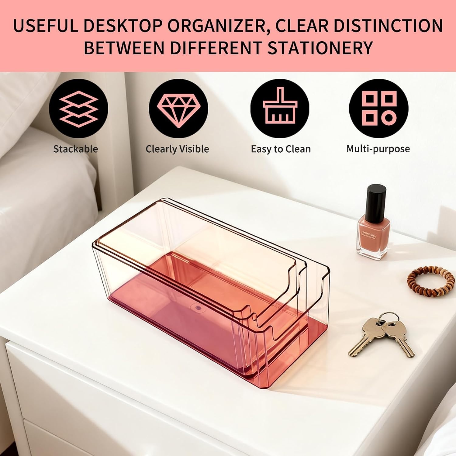 3pcs Plastic Drawer Organizer, 3 Sizes Desk Drawer Divider Organizers and Con…