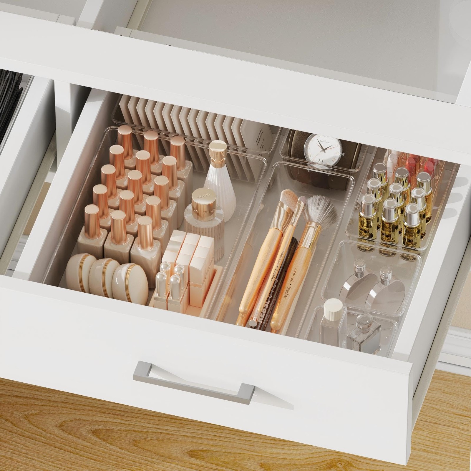 Yanosaku 25 PCS Clear Plastic Drawer Organizer Set, 4 Sizes Vanity