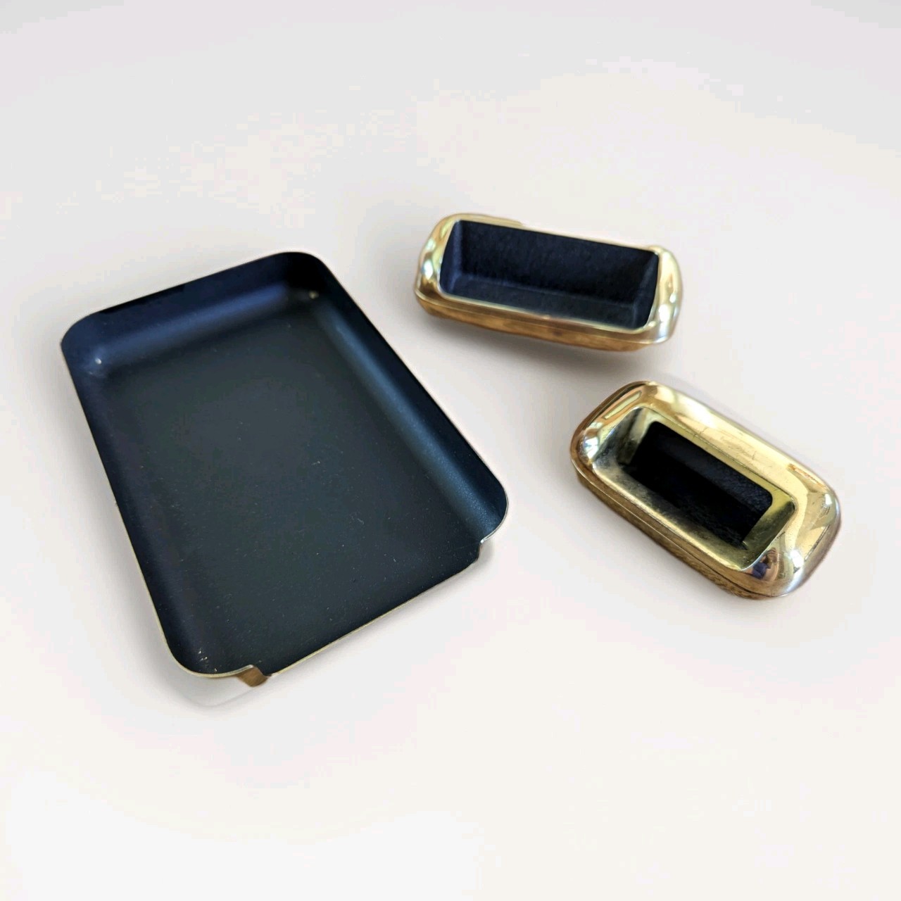 Eldon Emphasis Vintage Office Brass Note Pad Tray Business Card Paperclip Holder