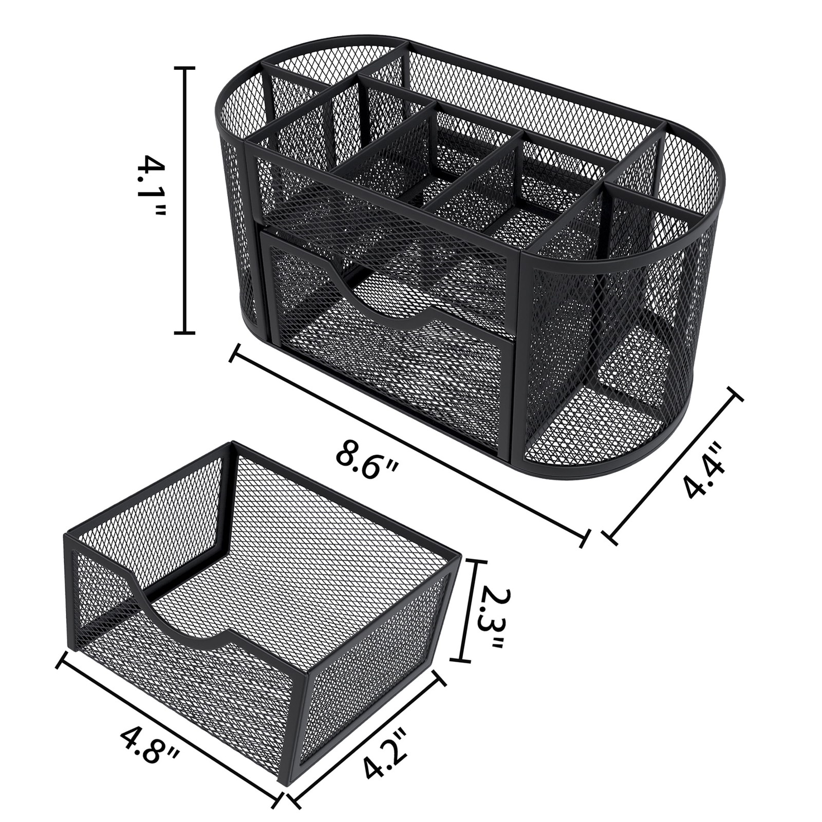 Desk Organizer Pen Holder W/ Drawers Pencil Holder Desk Mesh Office Supply