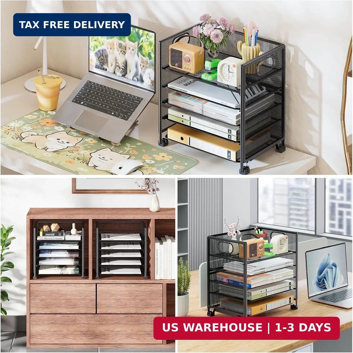 Simple Trending 5-Tier Paper Organizer for Desk- Letter Tray & File Holder with