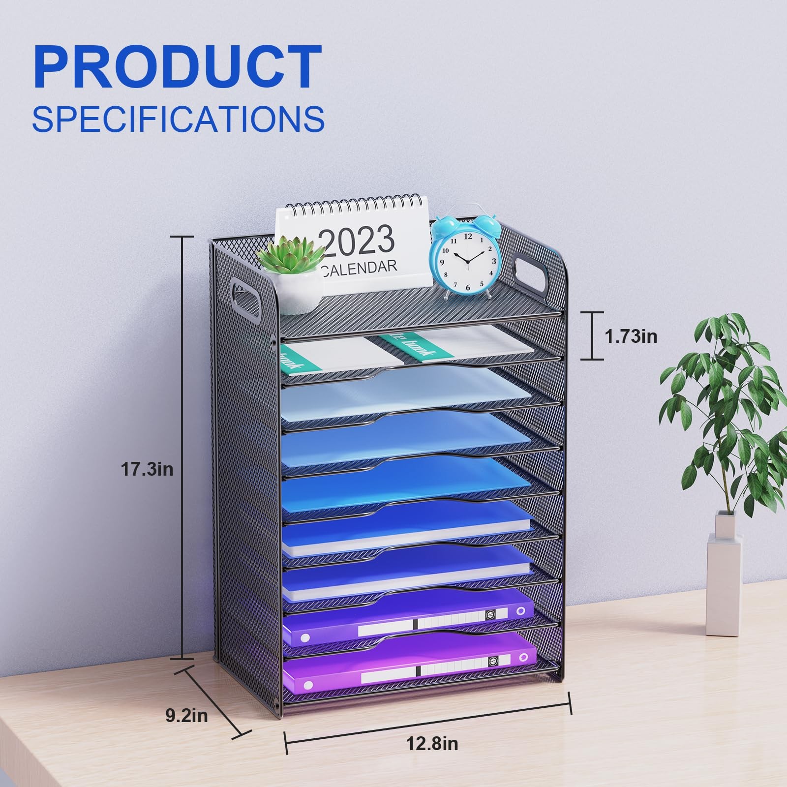 9 Tier Desk Organizer, Mesh Letter Tray File Rack Shelves Sorter Storage with…