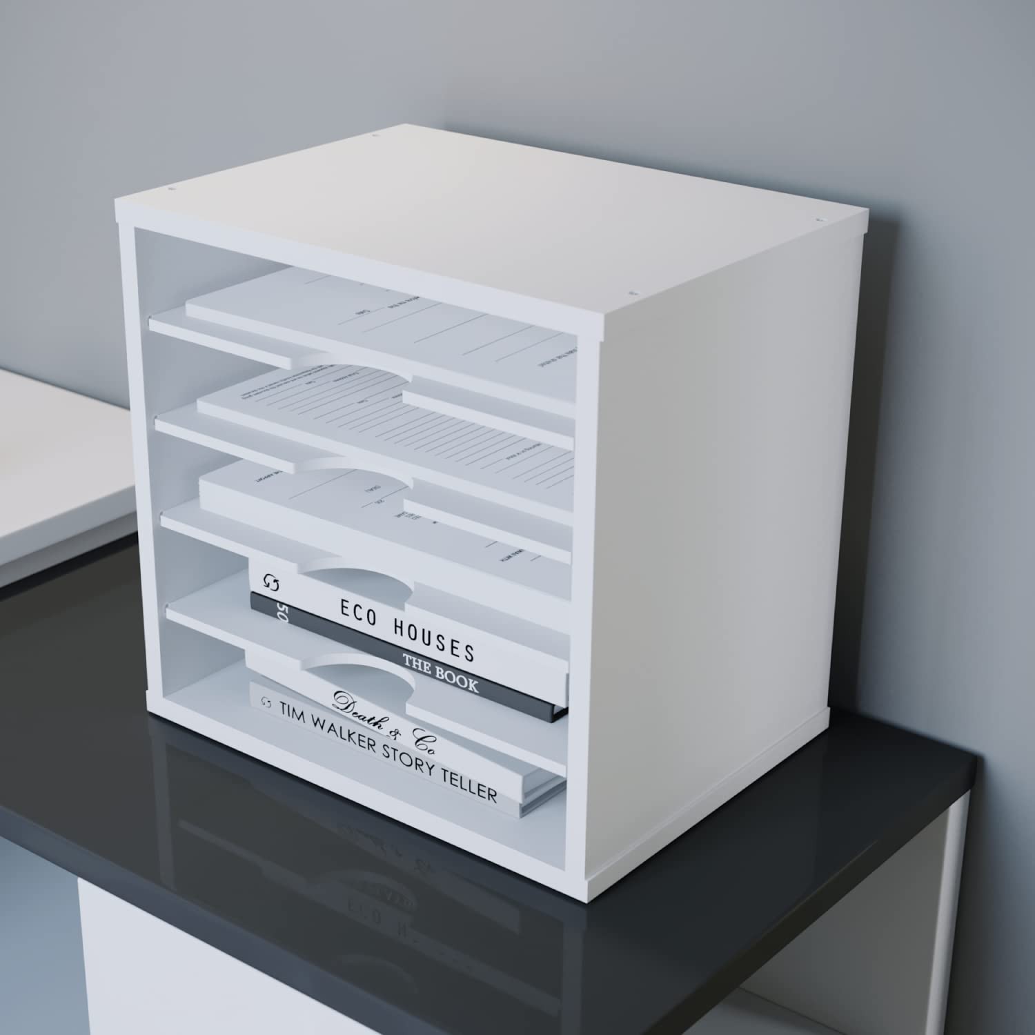 File Organizer Paper Sorter 5 Tier Adjustable Shelves Office Desk Organizer 13 5
