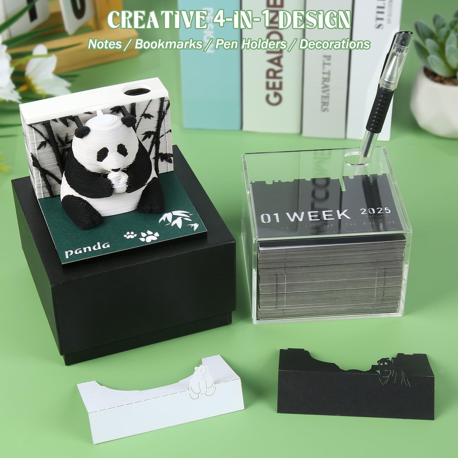 Time Piece Calendar 2026, 3D 2026 Artsy Pads, Timepiece Panda-shaped