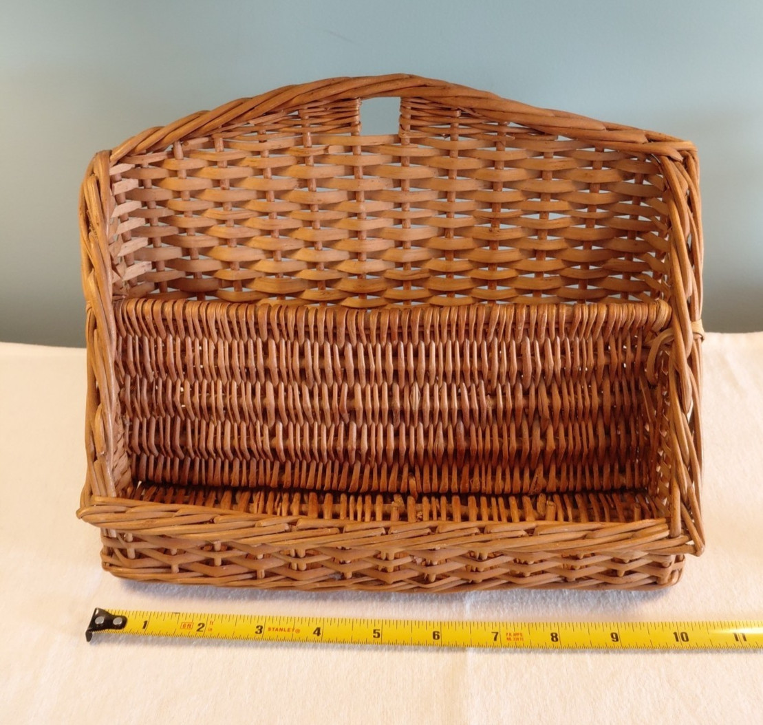 VTG Wicker Rattan Desk or Wall Organizer Letter Holder Separator