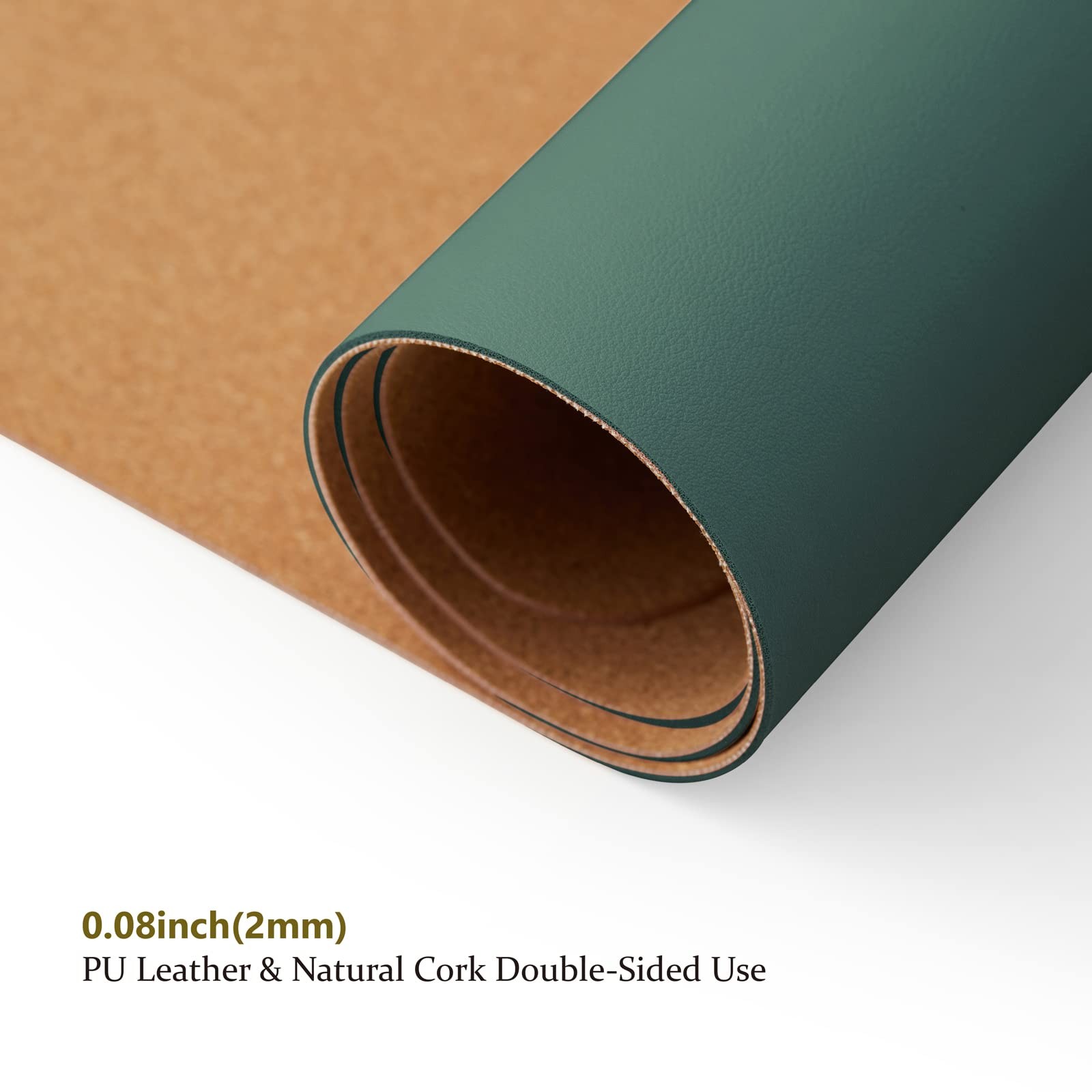 Cork Desk Mat – Dual-Sided Pad for Office and 27.6″x 13.8″, Dark Green