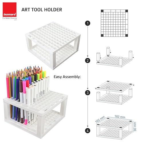 107 Slot Art Organizer Pen Pencil Brush Holder Desk Storage Stand Plastic