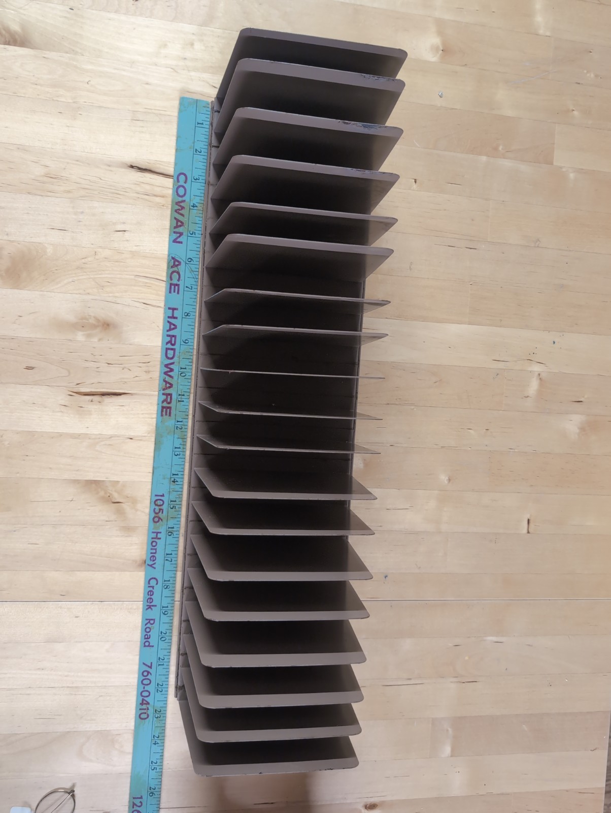 Vtg. 18 Slot Brown Metal Industrial Paper File Sorter /Desktop Organizer Large