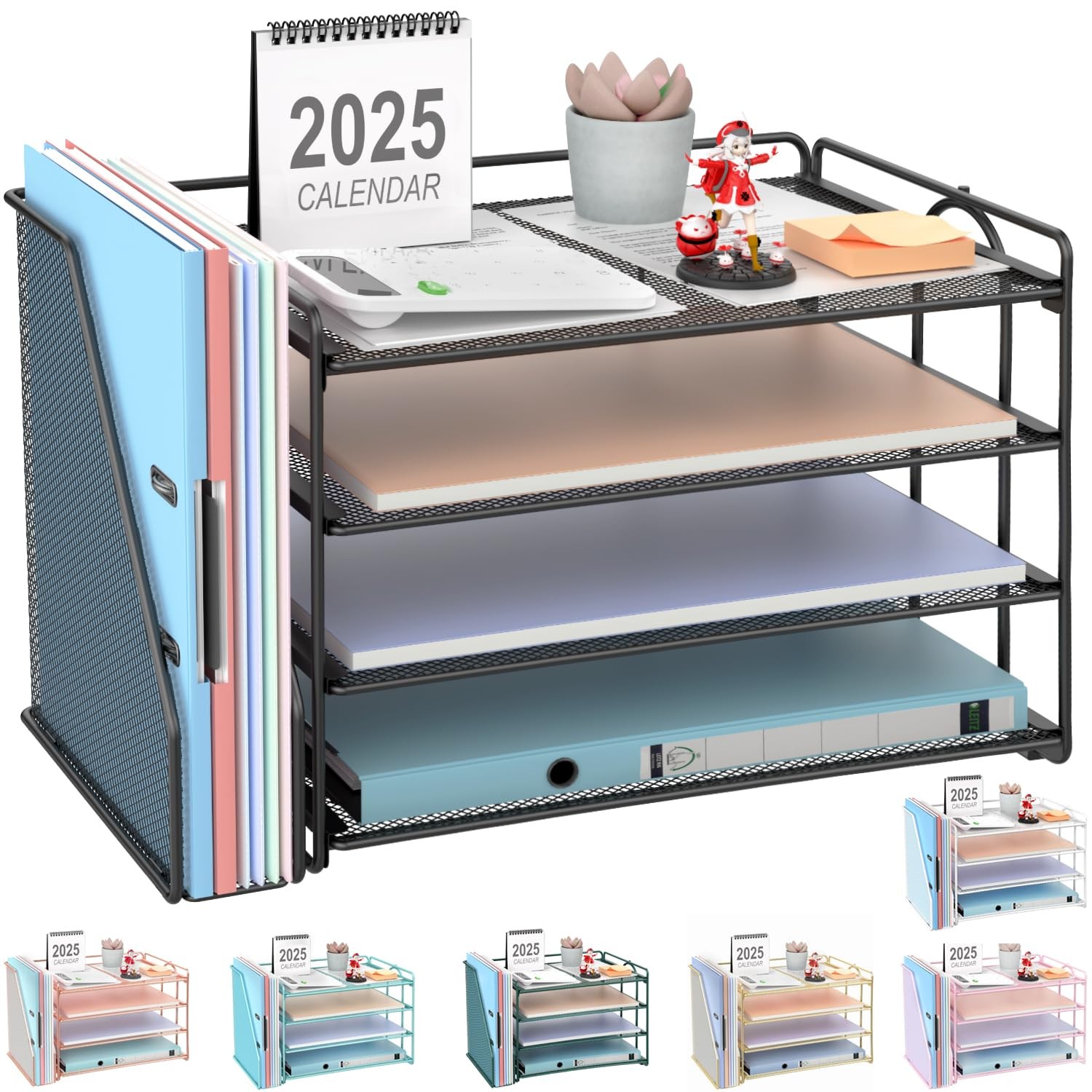 4-Tier Paper Organizer With Magazine Holder, Desk Organizers and Accessories,…