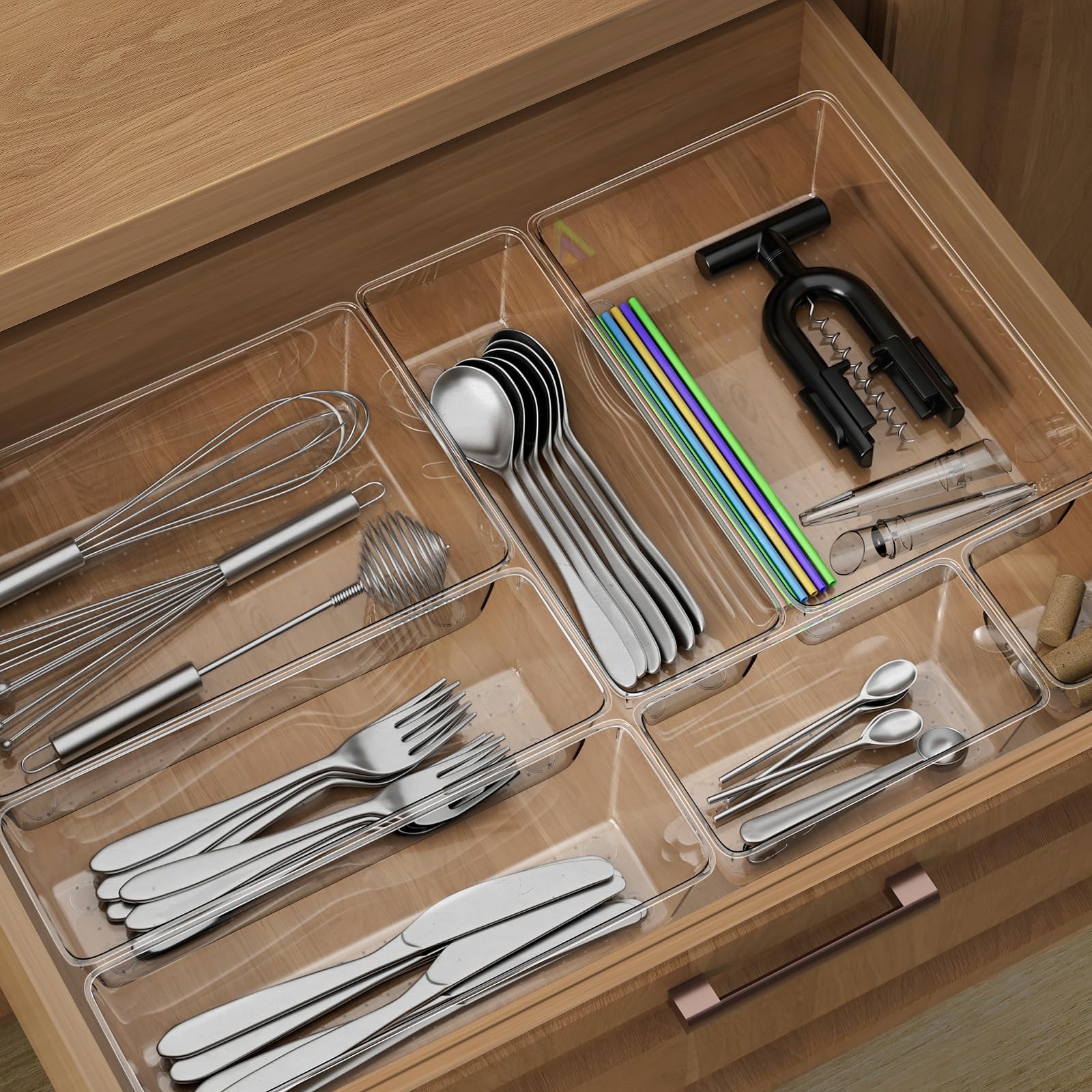 12 Piece Clear Drawer Organizer Set, 3 Sizes Bathroom 12pcs-3size, clear