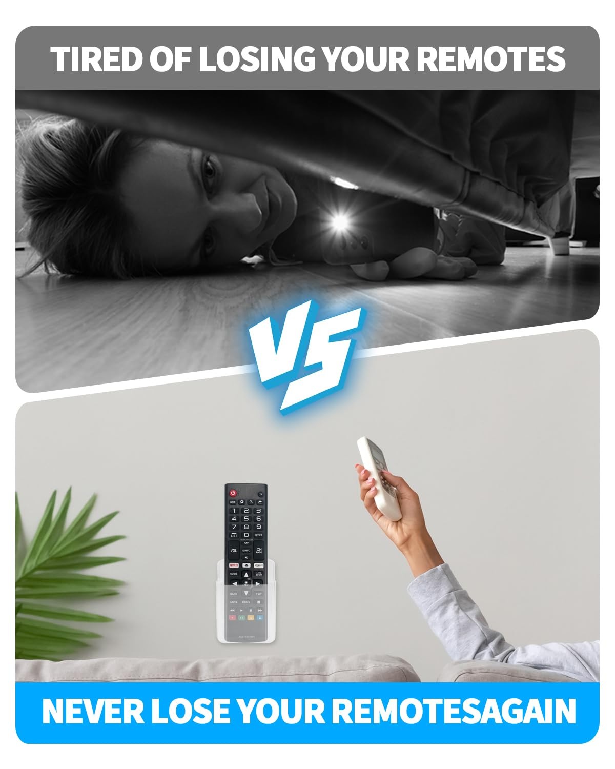 2 PCS Remote Control Holders Wall Mount, Self Adhesive TV Air Conditioner Rem…