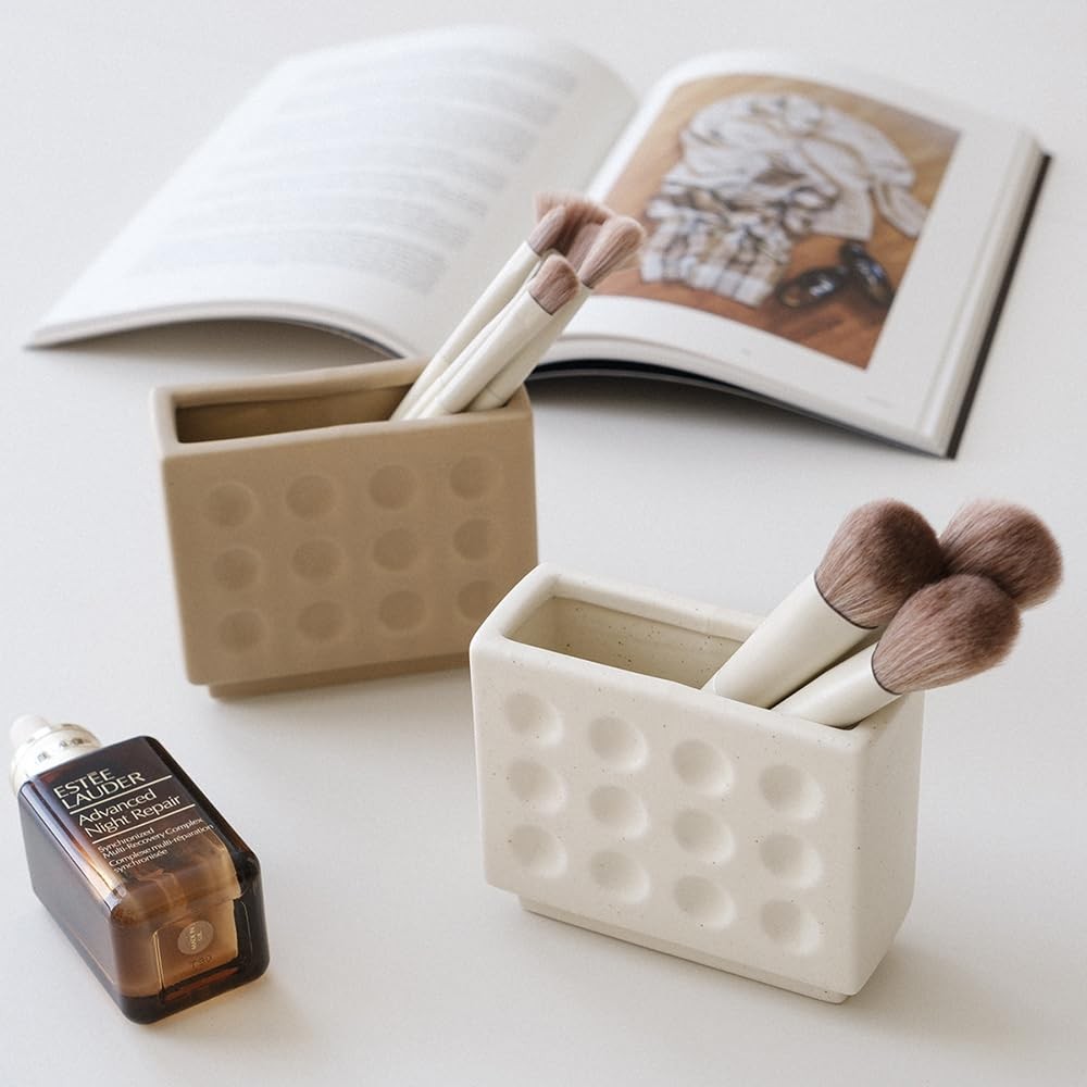Abstract Square Face Pen Holder, Modern and Minimalistic Desk Accessories (Ma…