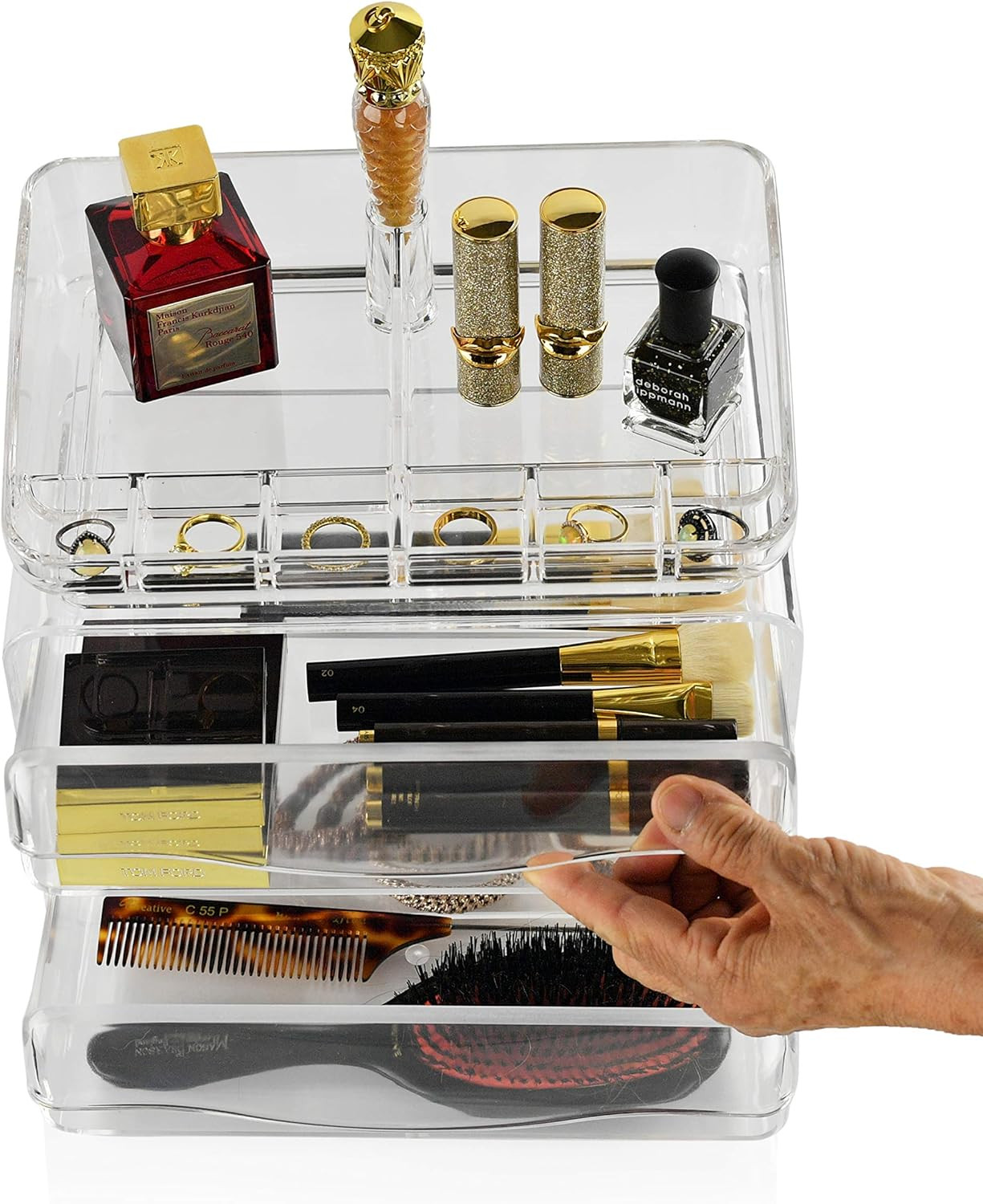 Acrylic 2-Drawer Organizer for Office Supplies or Makeup and Cosmetics