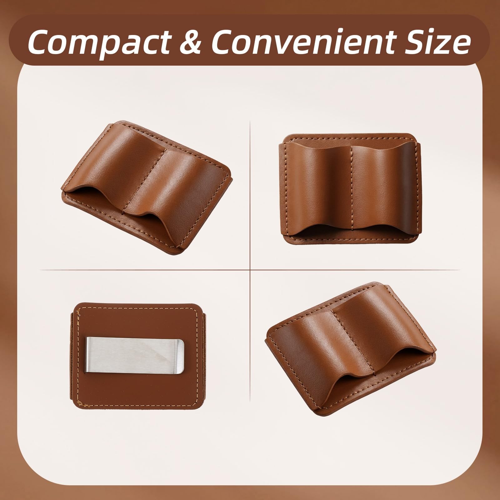 Leather Pen Holder for Notebook 2.9 x 2.3Inch Pen Holder Clip Double Slot Pen…