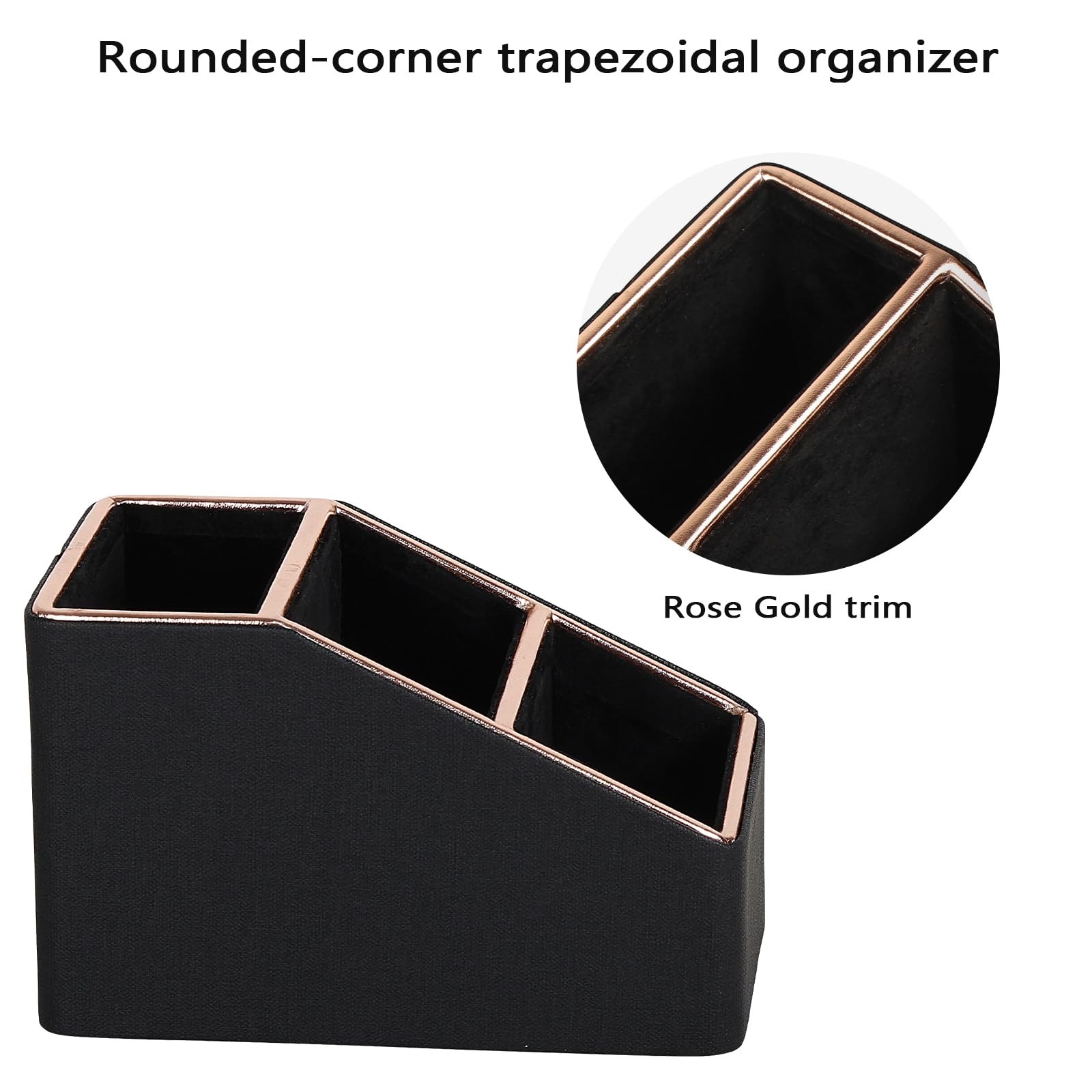 Rose Gold Edge Inlaid Leather Desktop Organizer, Remote Control Holder,Nights…