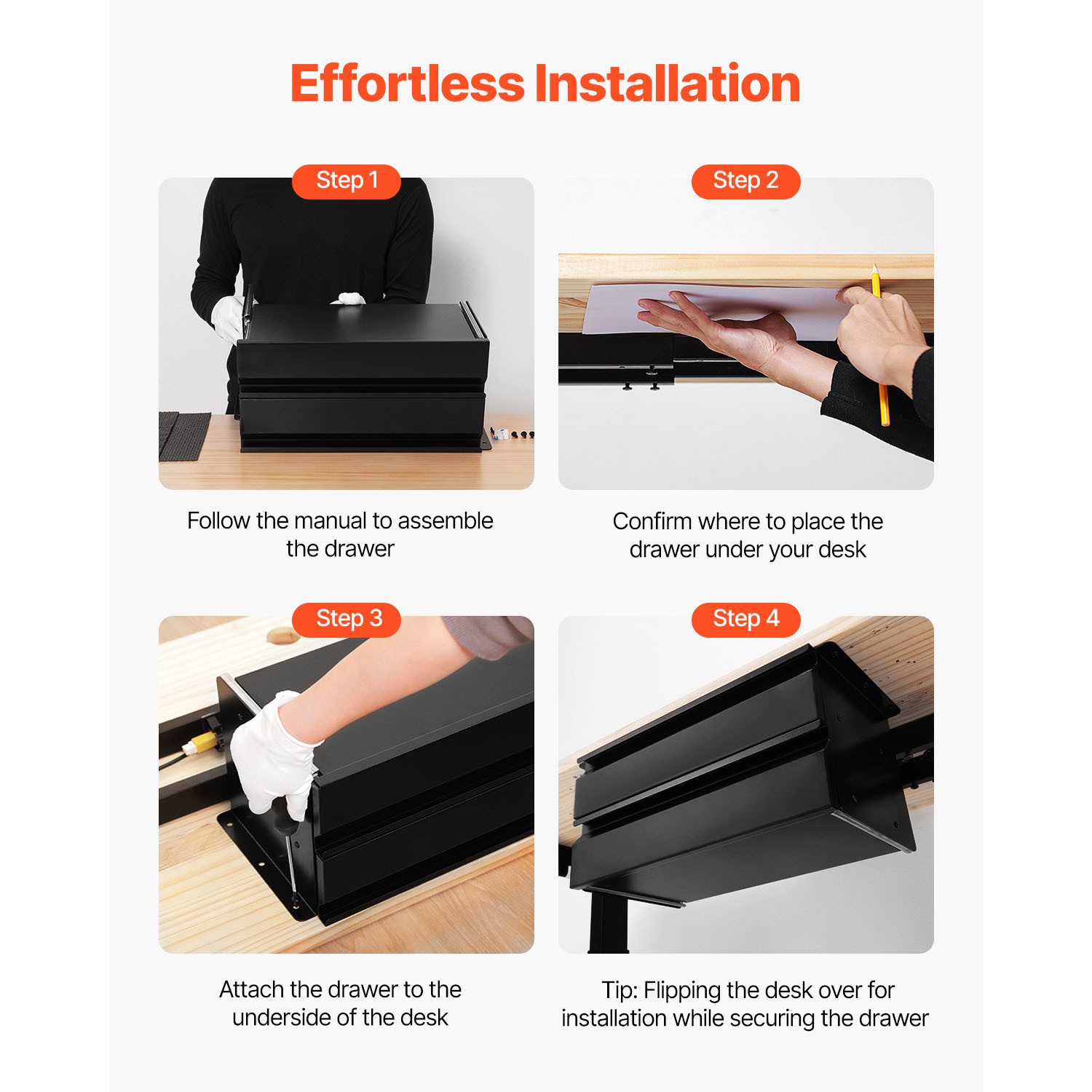 Uimoso 16″ Under Desk Organizer with 2 Sliding Drawers for Office Storage