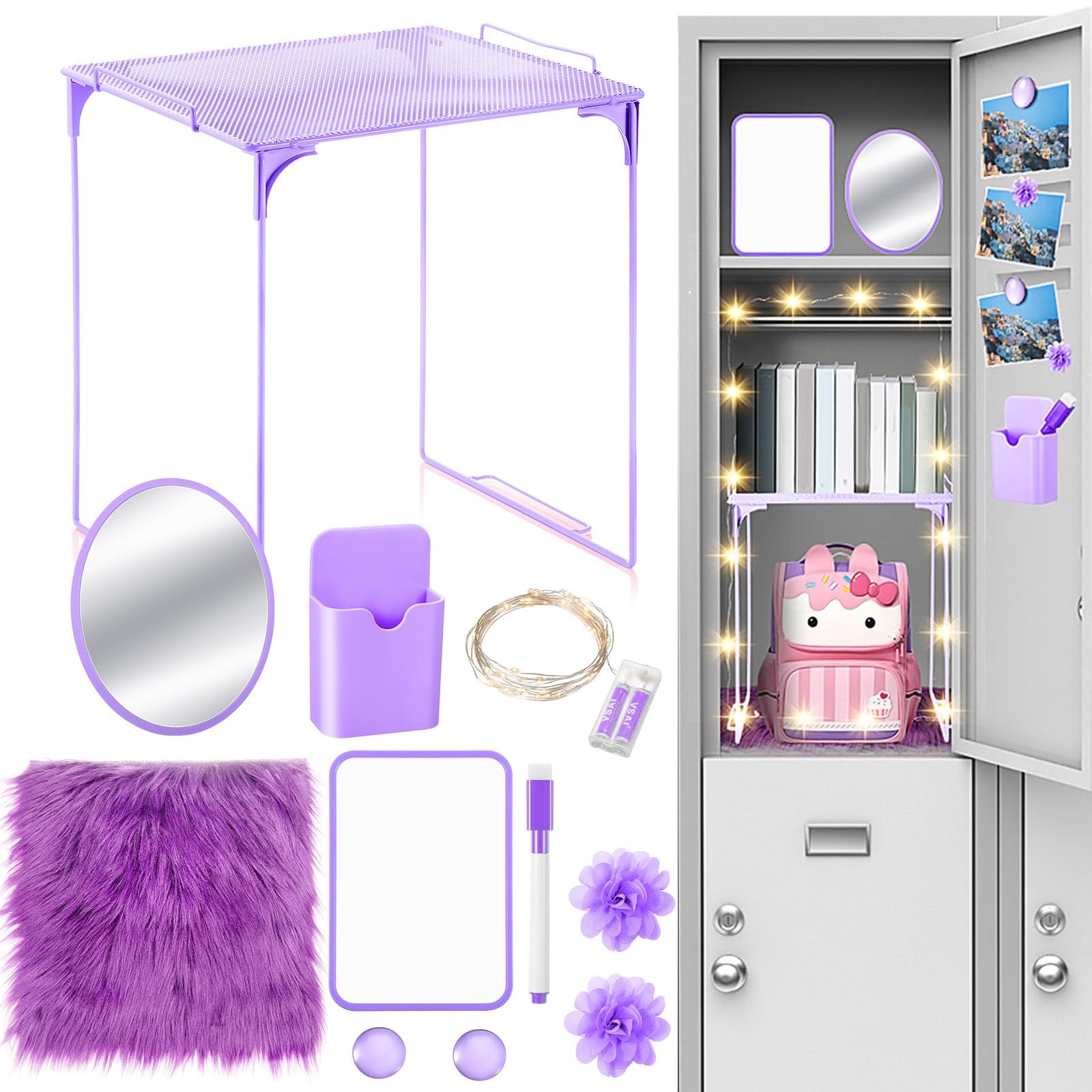 Patelai 11 Pcs Locker Accessories Kit Included Locker Shelf Magnetic Mirror Pen