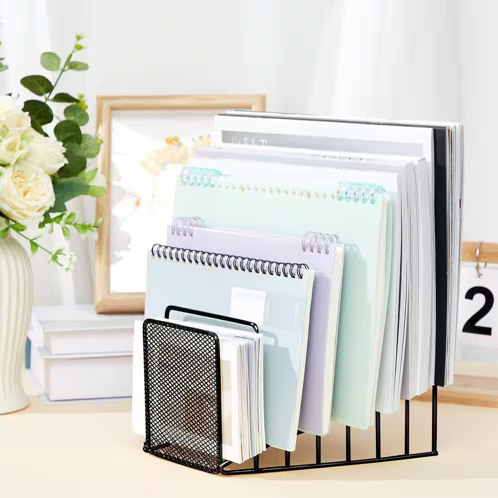 6.3 In. X 7.8 In. 2-Piece 7 Slot Incline File Sorter Metal Wire Mesh File Racks