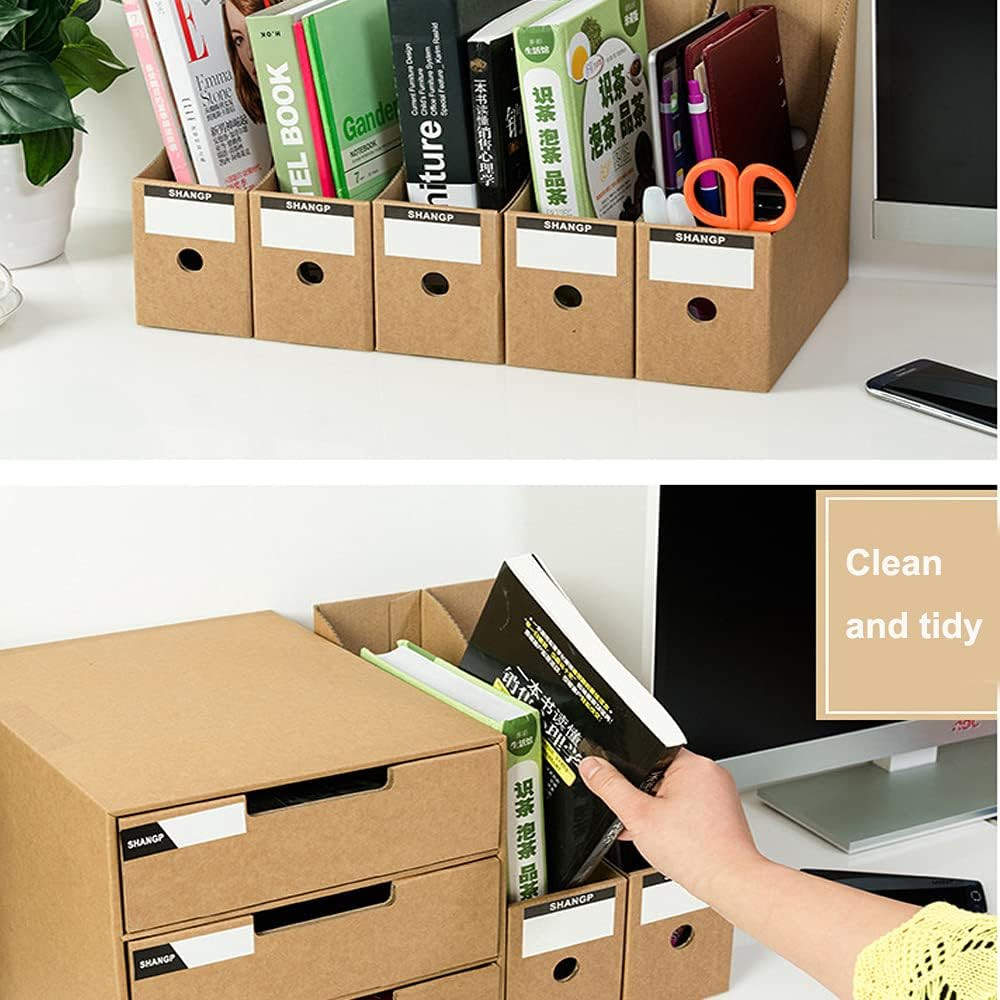 Foldable Desk File Holder Organizer Sturdy Cardboard Magazine Storage Box Docume