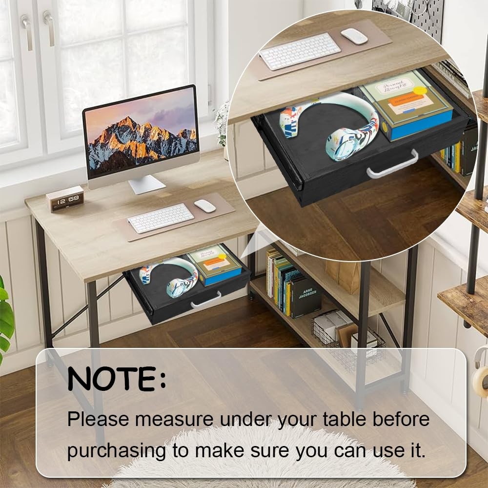 Upgrade Wood Under Desk Mounted Sliding Pull-out Drawer, Ball-Bearing Black