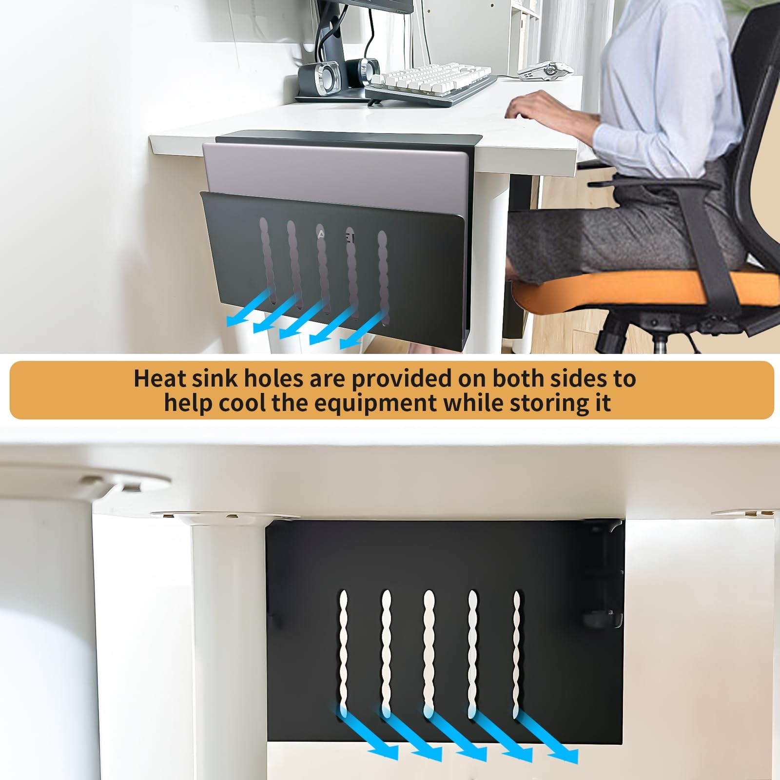 Desk Side Storage, Under Desk Storage, No Drill Steel Hanging Desk Organizer,…