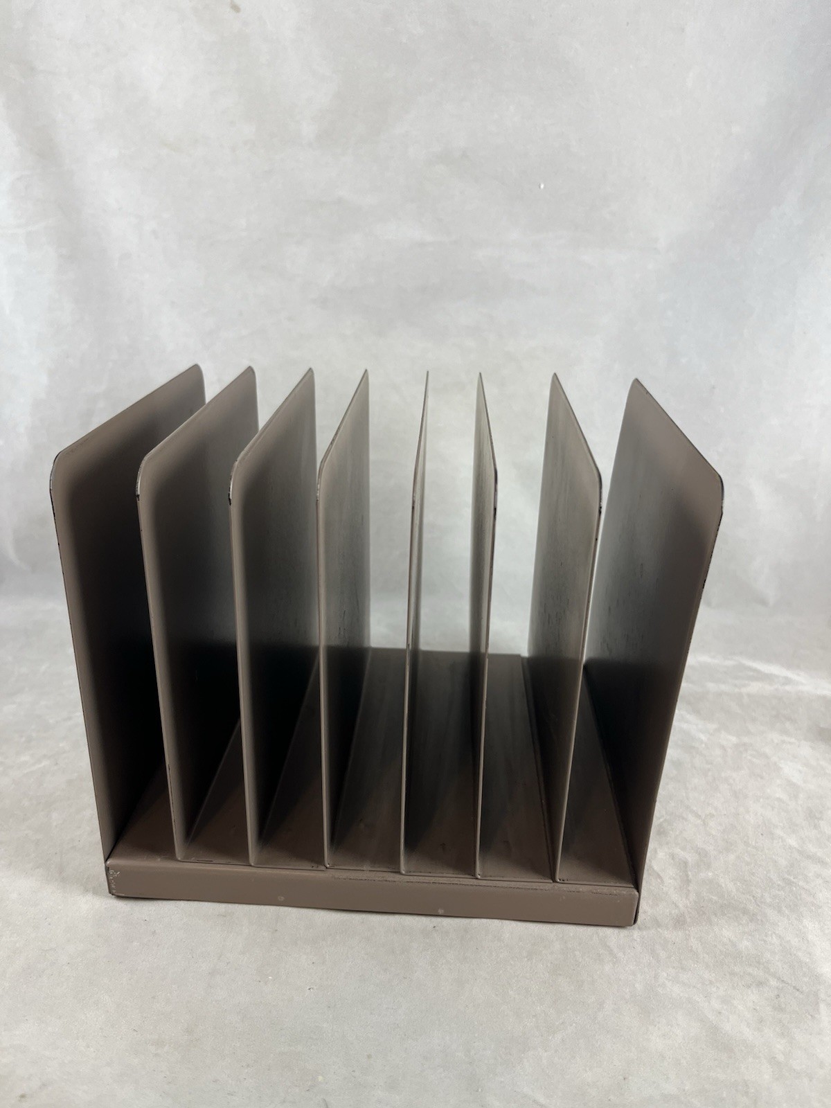 Small Metal Desk File Letter Paper Organizer 7.25 x 6 x 6 Inches Vintage