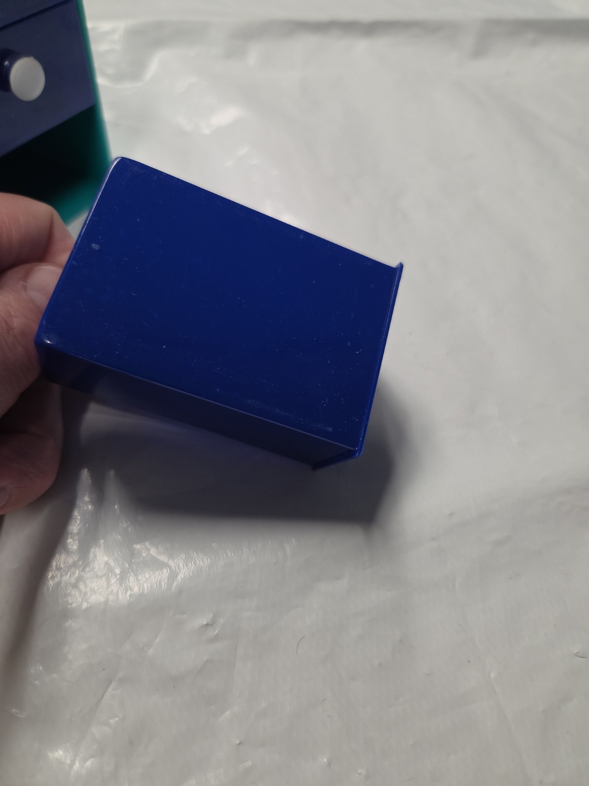 Vintage Blue Plastic Desk Organizer with Drawers
