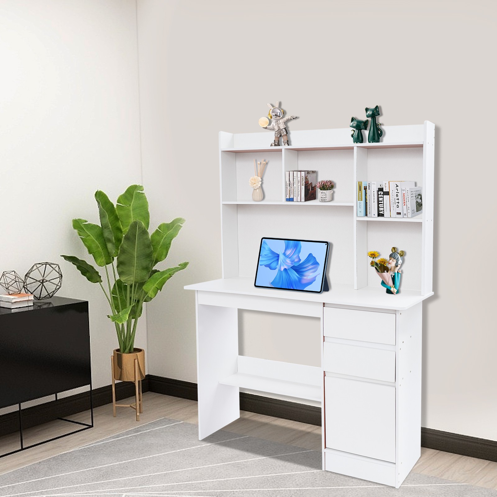 Home Office Desk, Modern Computer Desk, Rectangular Wood Office Desk