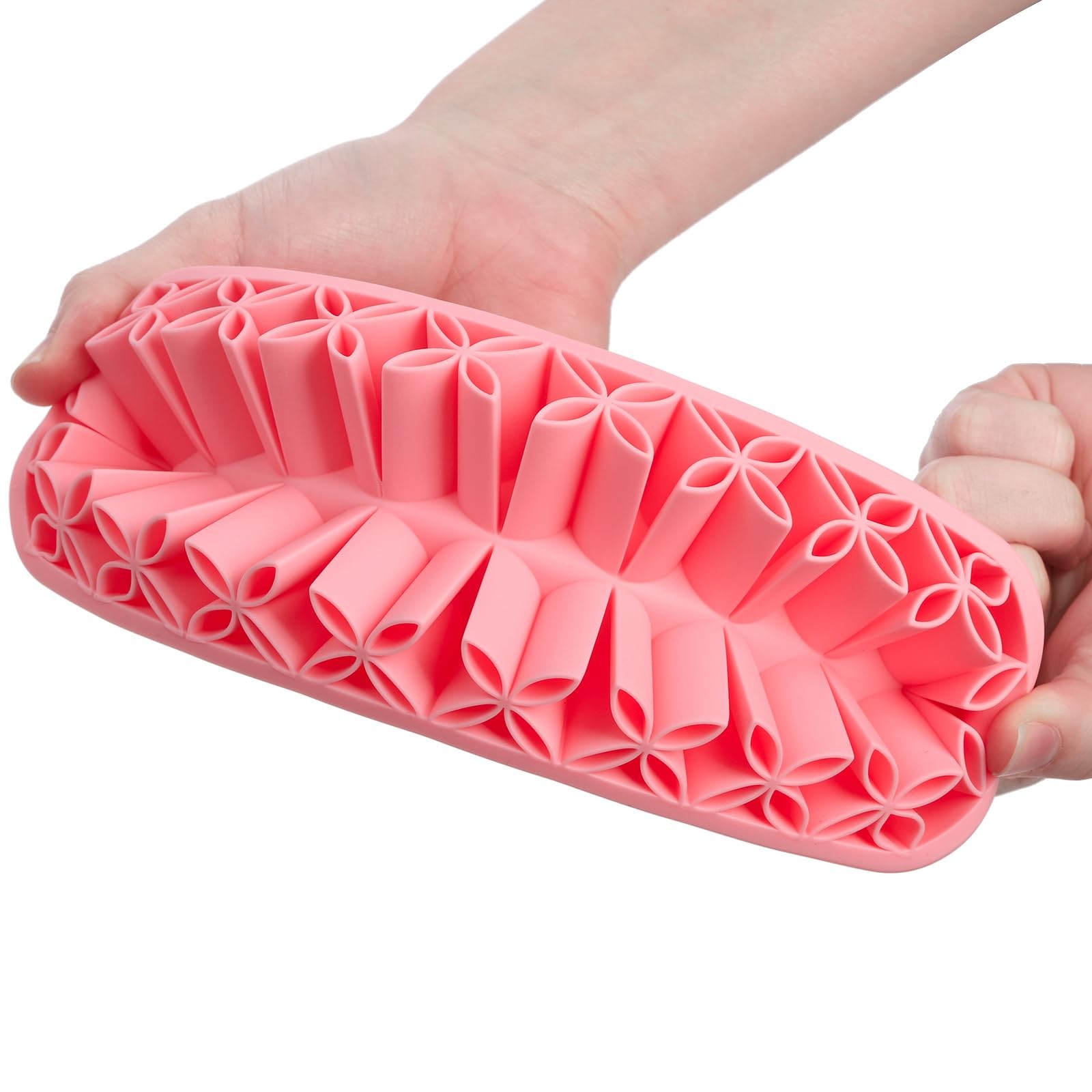 Elsjoy 3 Pack Silicone Makeup Brush Holder, Desktop Pink, Gray, Green