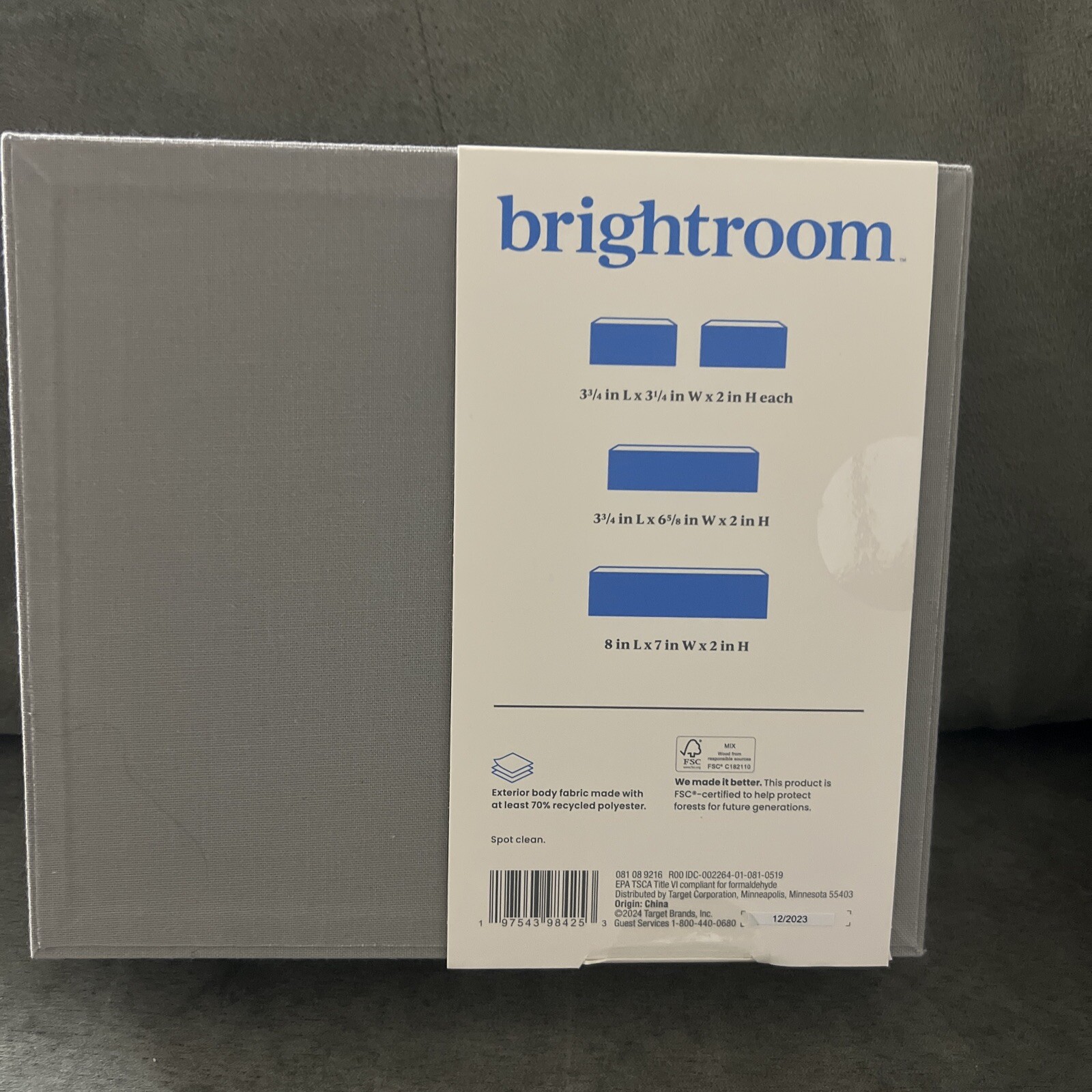 Brightroom Canvas Desktop Drawer Organizer Gray New