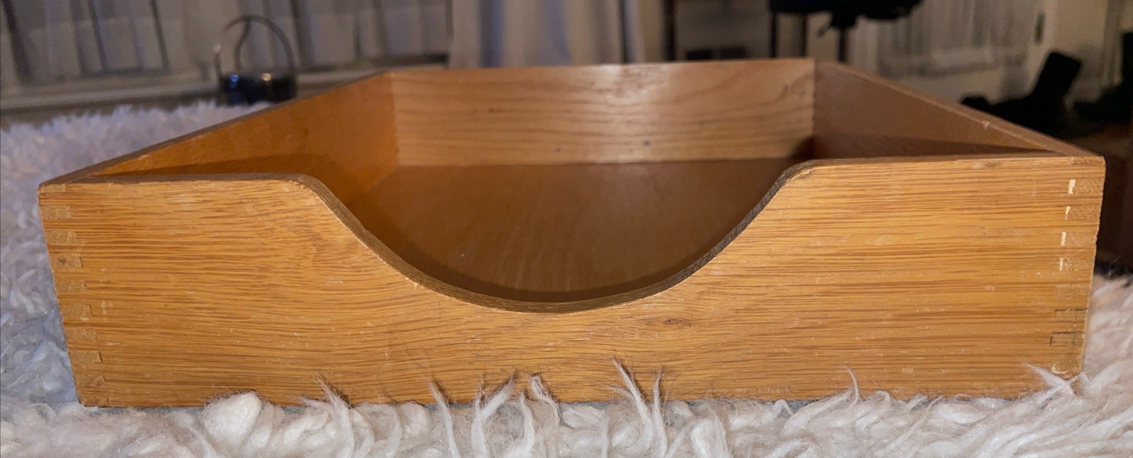 Vintage Hedges Paper Tray THE LINE #1721 Dovetail Oak Wood Box Letter File Desk