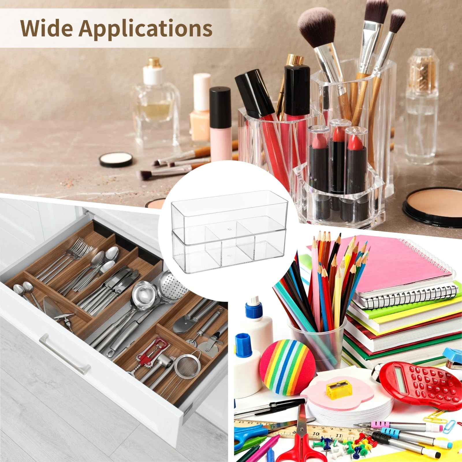 OMISTAR 2 Pcs Acrylic Makeup Organizer Set, Clear Countertop Transparent