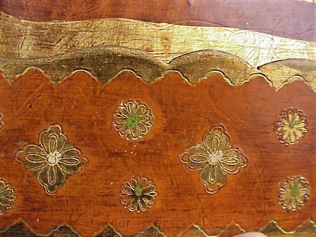 ORNATE Florentine Firenze Italy Brown Gilt Wood Toleware DESK ORGANIZER CARRYALL
