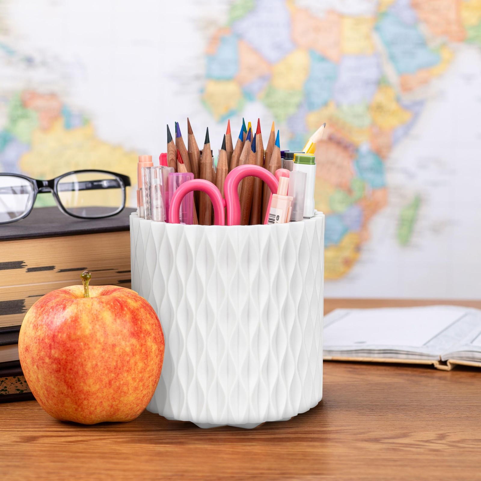 Pen Holder – 360° Rotating, 5 Slot Pen Holder For Desk. Pencil Holder For Off…