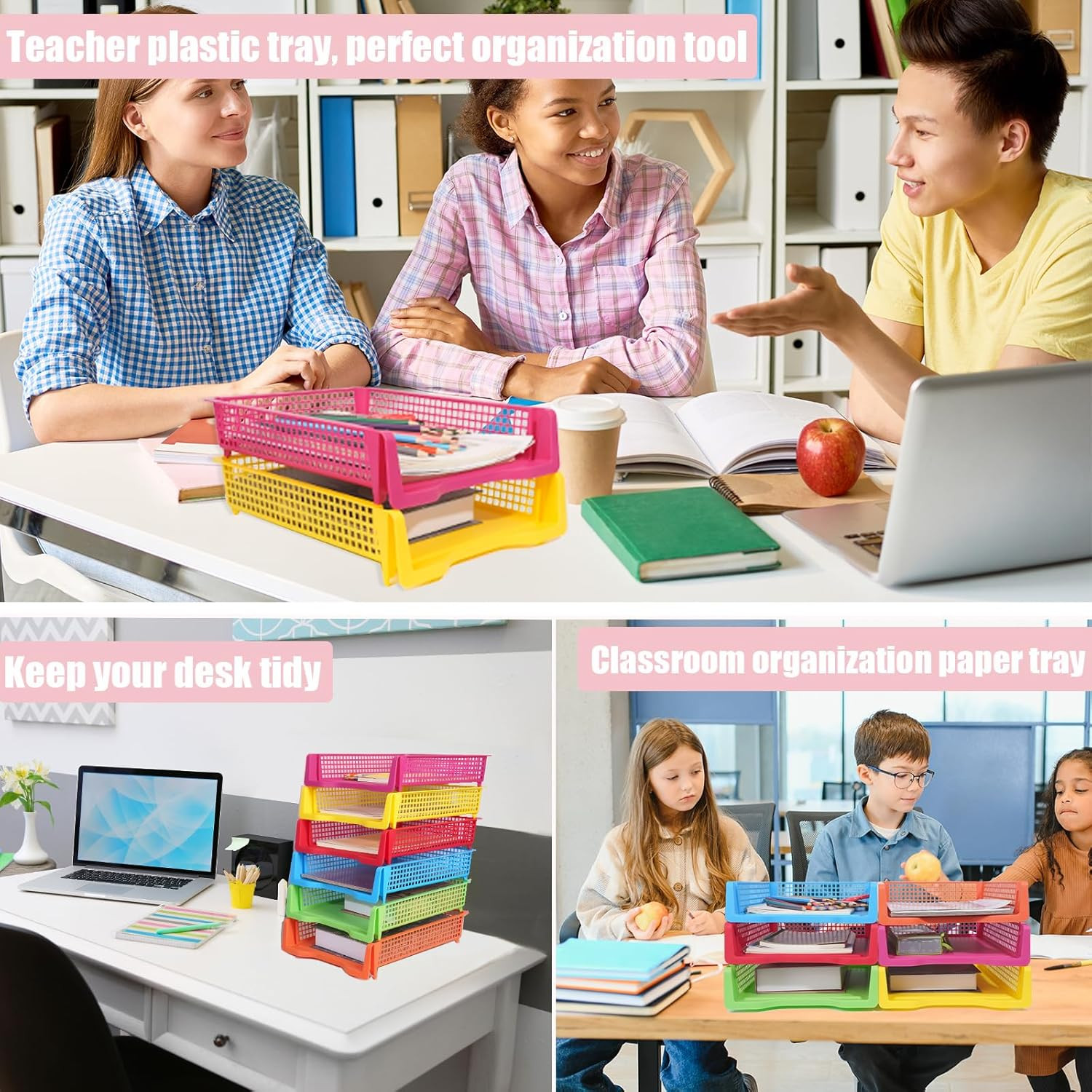 ZZYFGH 6 Pack Stackable Paper Organizers for Classroom and Office Use