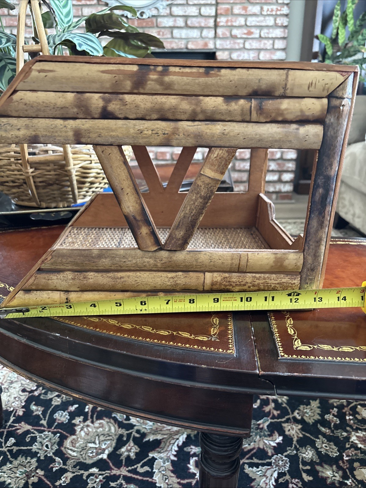 Bamboo Woven Rattan 2 Tiered Desk Organizer, Burnished 🔥 Good Condition