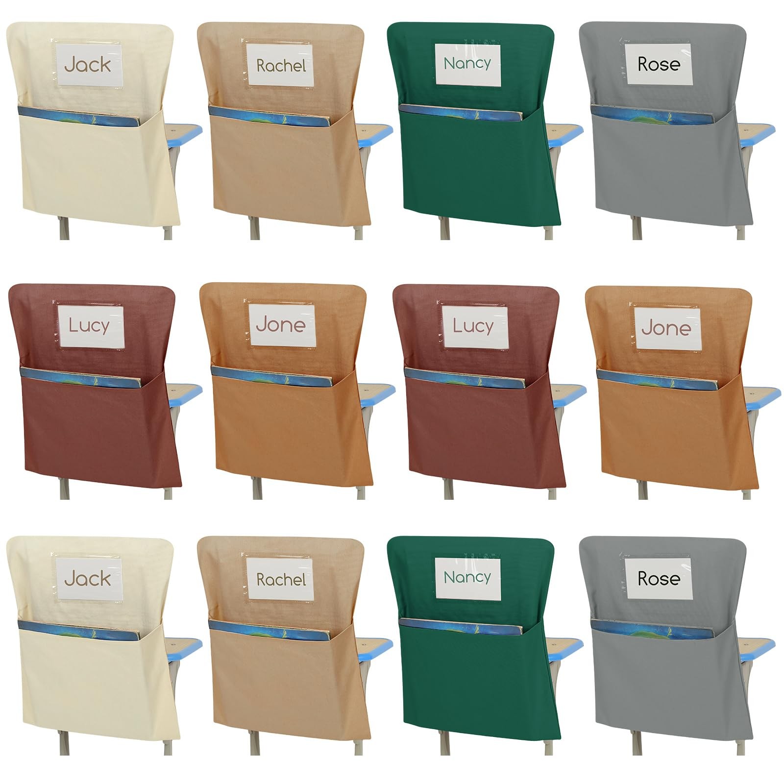 24 Pack Chair Pockets for Classroom, 20 x 17 Inch Student Chair Pouches with …