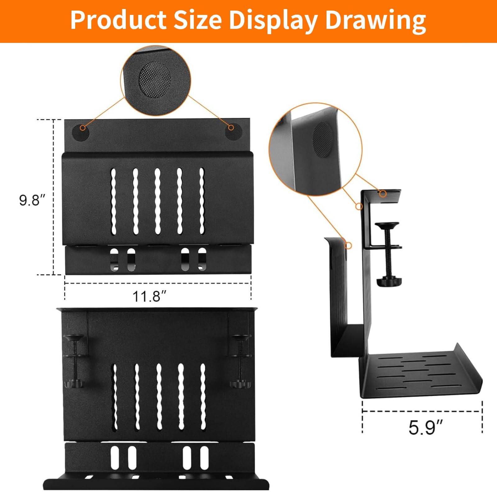 Desk Side Storage Under Desk Laptop Holder With Cable Management Tray 2 In 1 Ste
