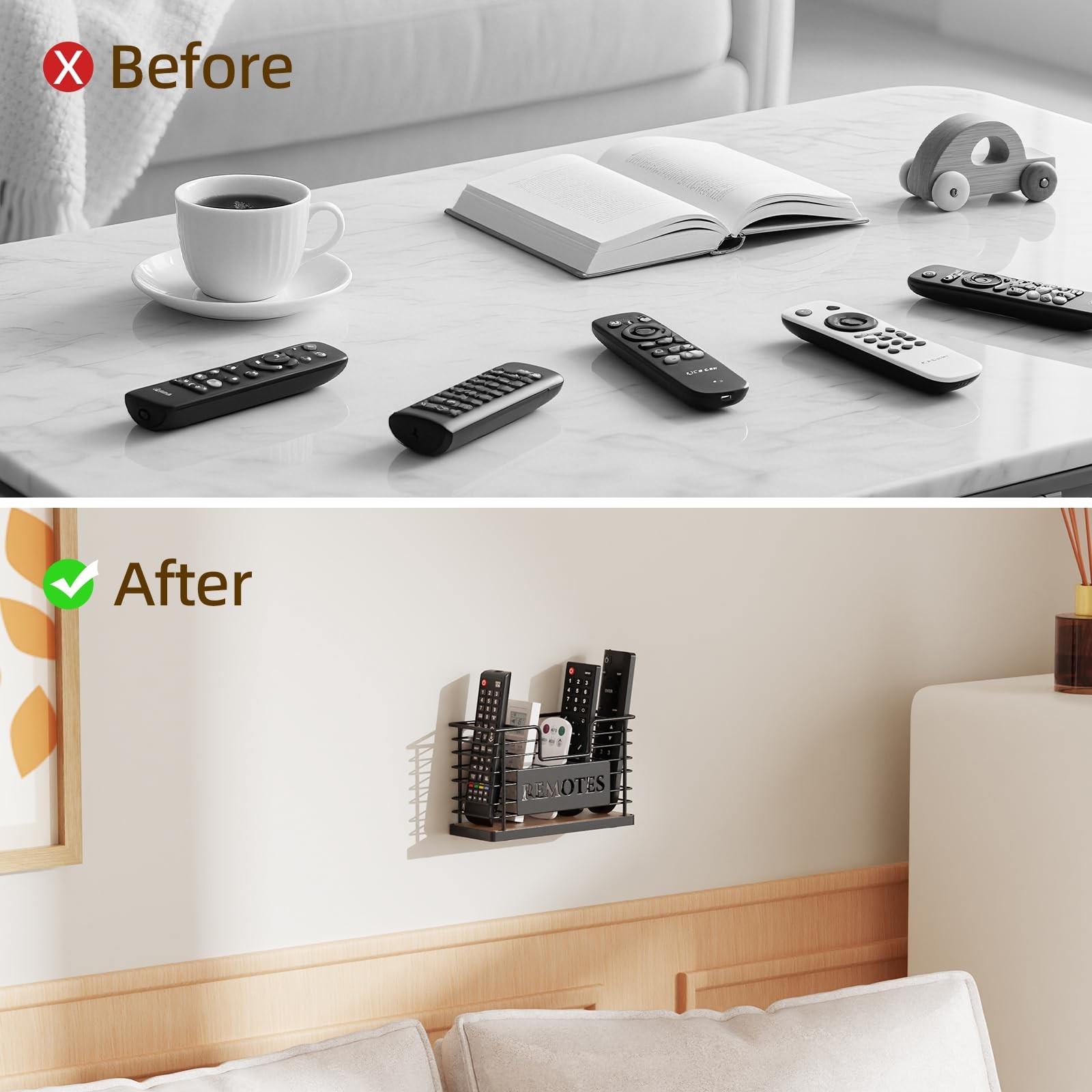 Remote Control Holder, 5-Slot TV Remote Holder Wall Mount, Universal Remote C…